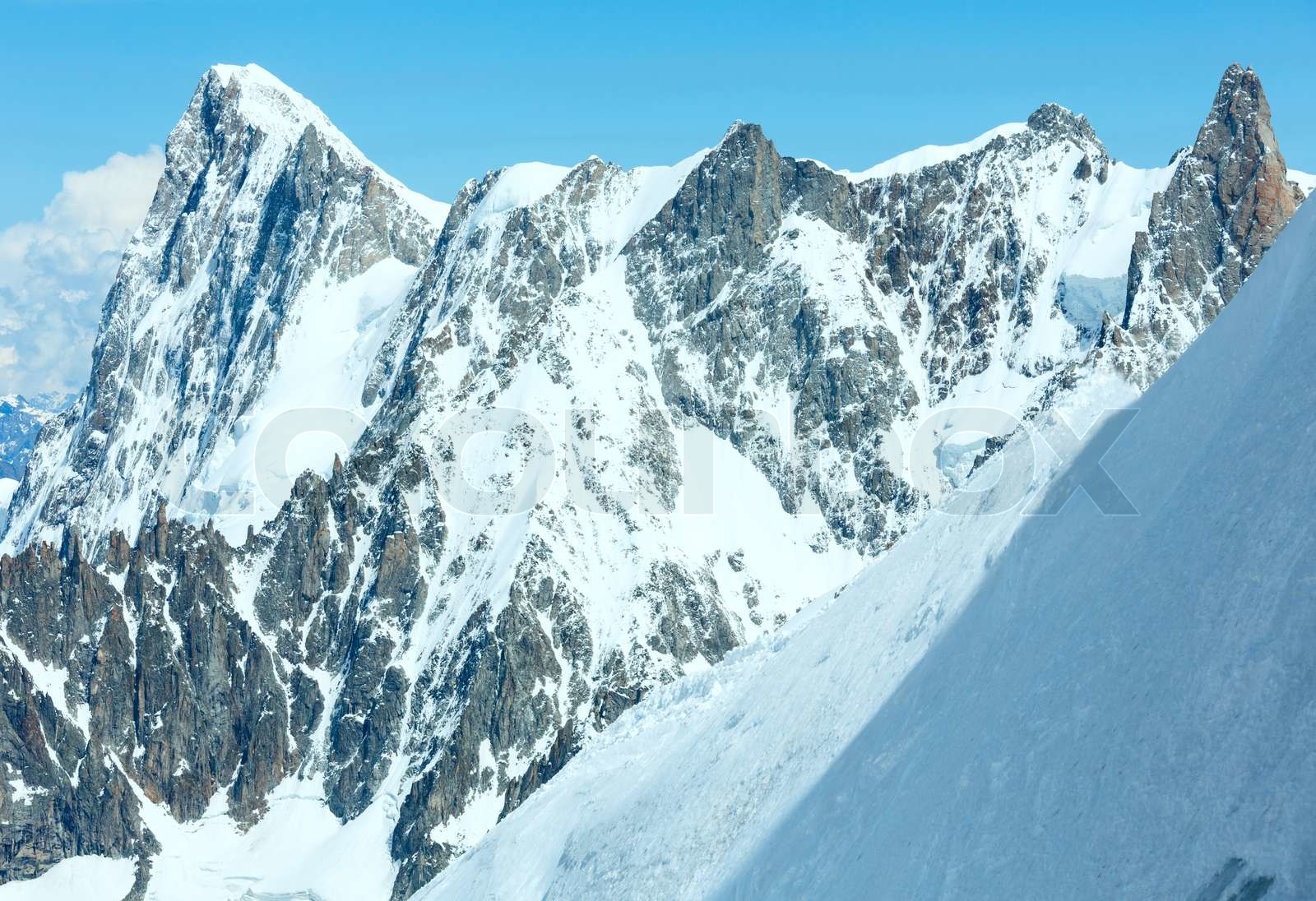 Mont Blanc Massiv Blick vom Aiguille du Midi Mount, Französisch Stock