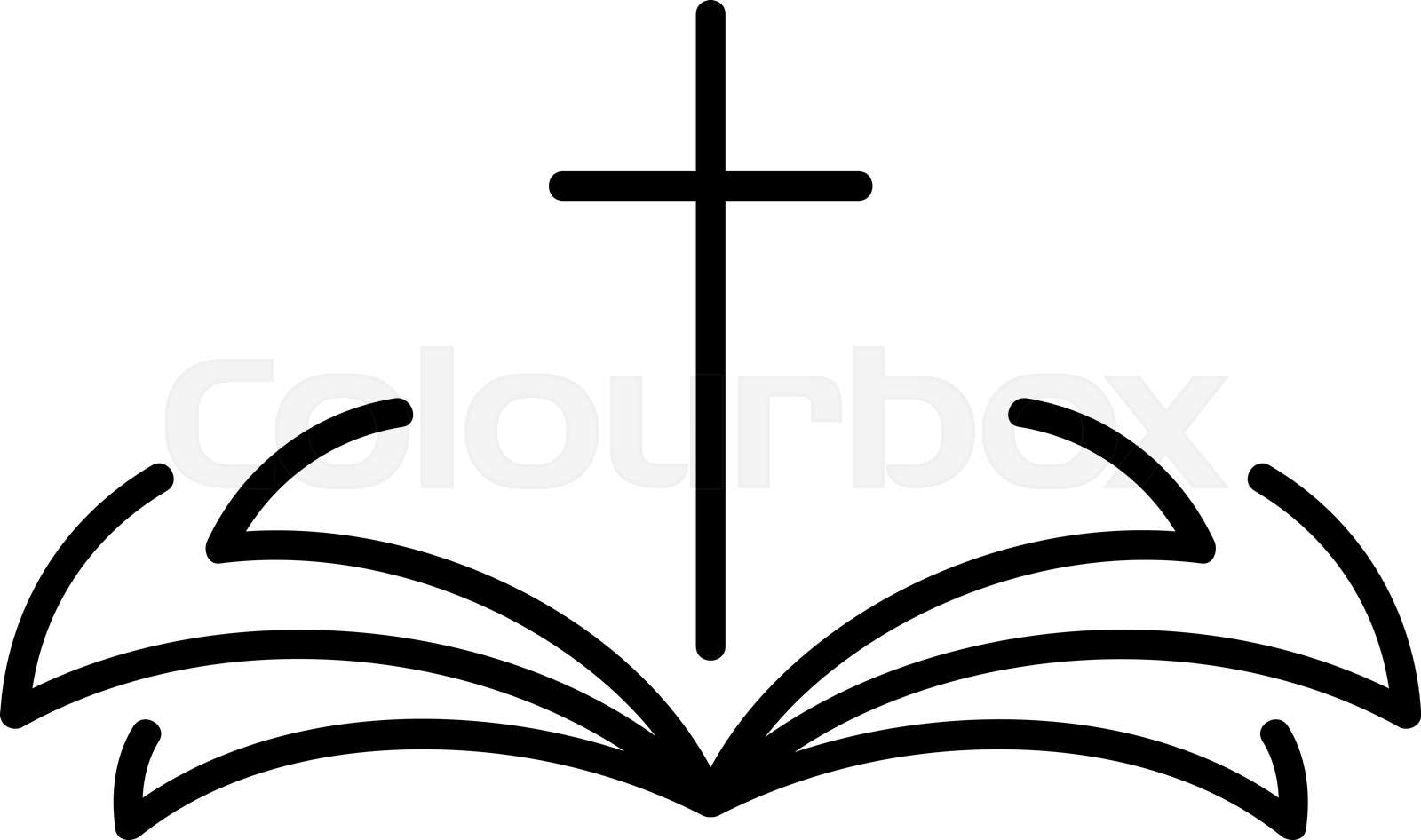 Vector Emblem With Cross And Holy Bible Illustration Of Christian Logo