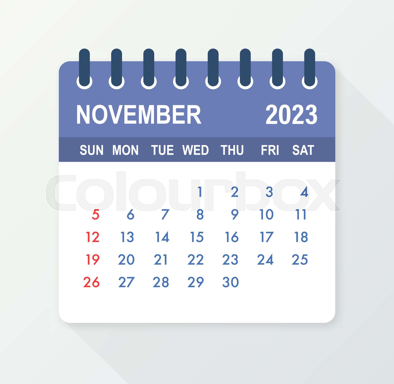 November 2023 Calendar Leaf. Calendar 2023 in flat style. Vector ...