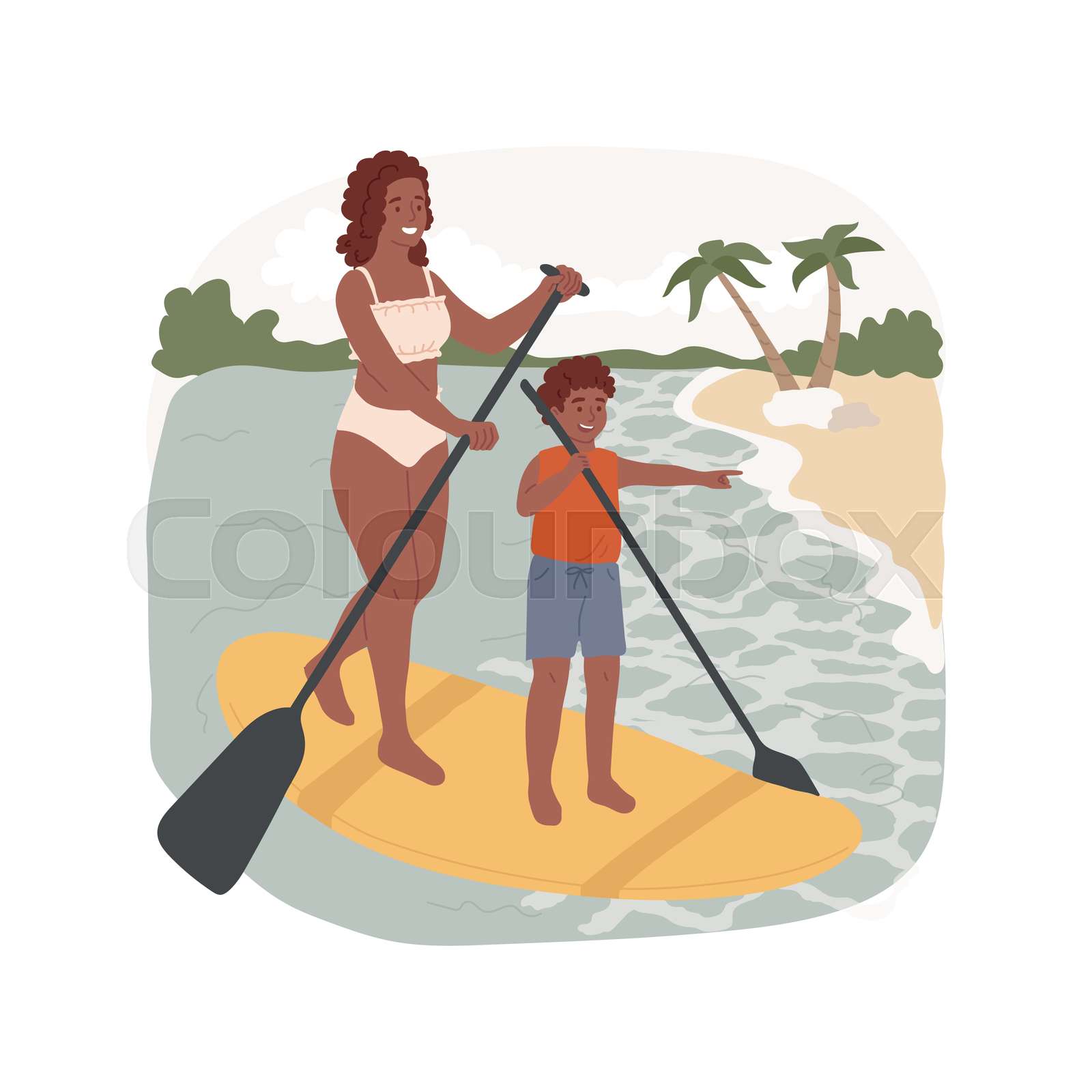 Caribbean Paddleboard Isolated Cartoon Vector Illustration Stock