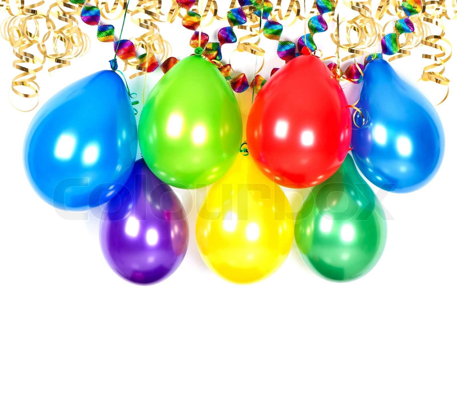 balloons, streamer and garlands party decoration Stock image Colourbox