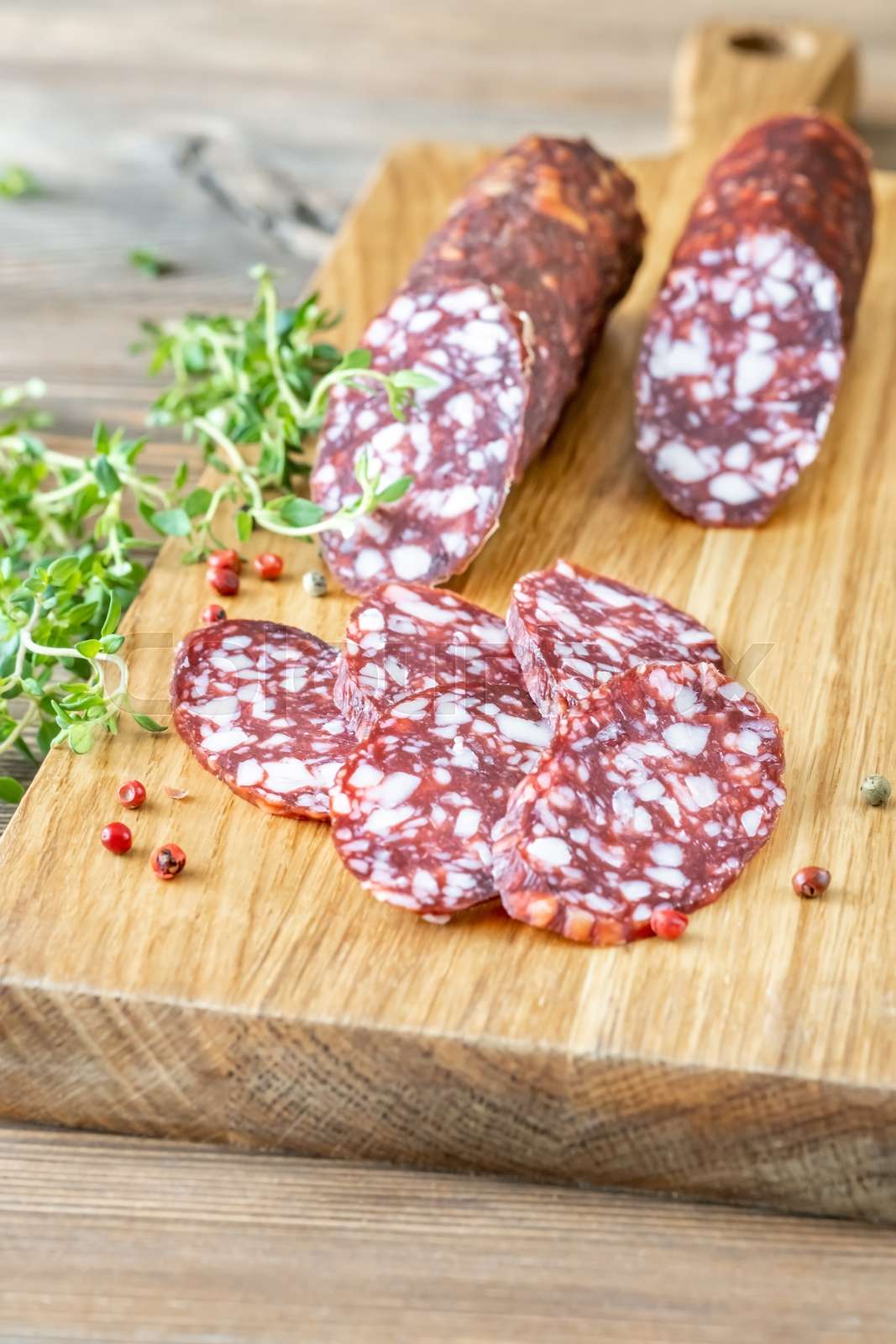 salami, kød, peber Stock foto Colourbox