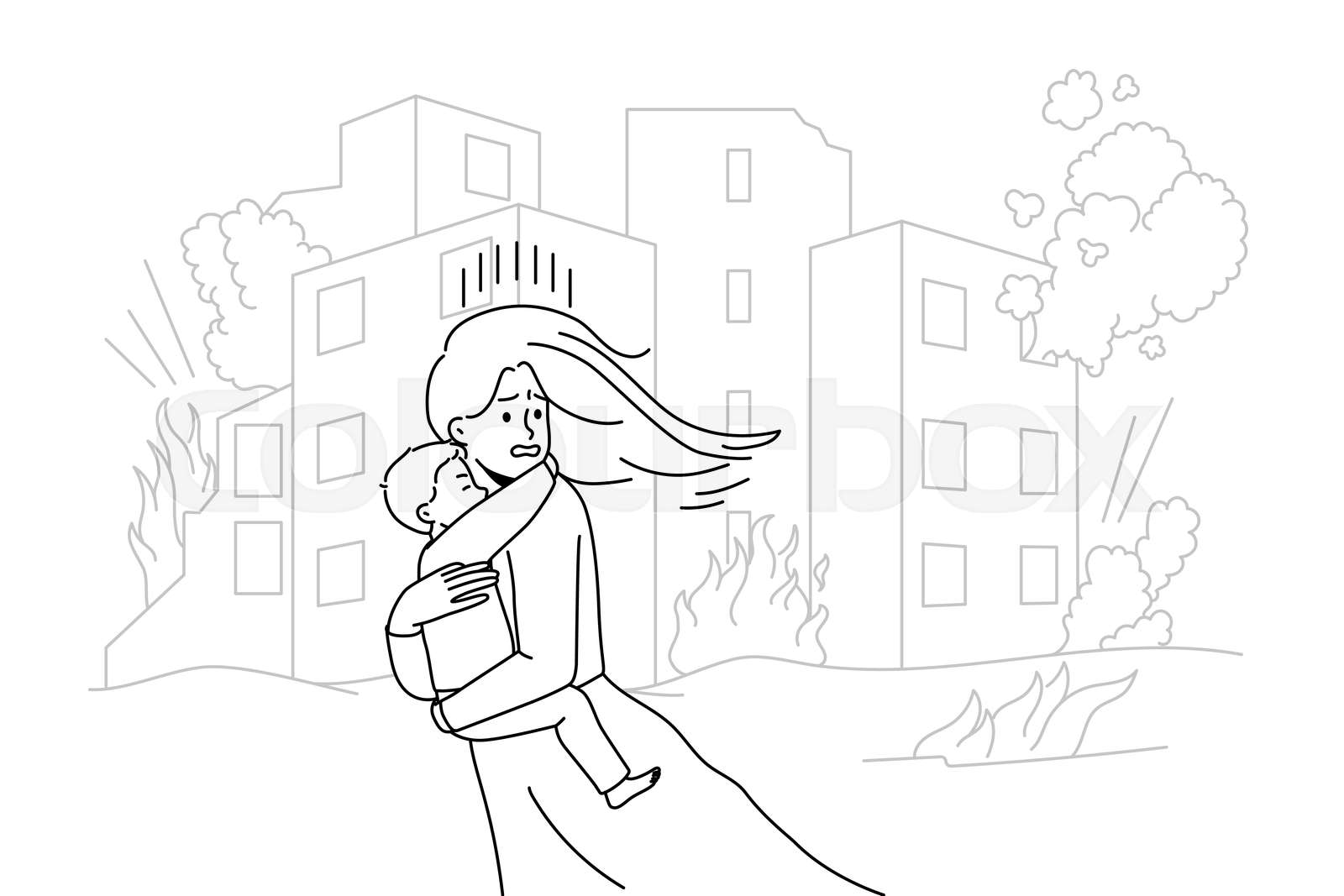 terrified-woman-with-kid-running-from-bombs-stock-vector-colourbox