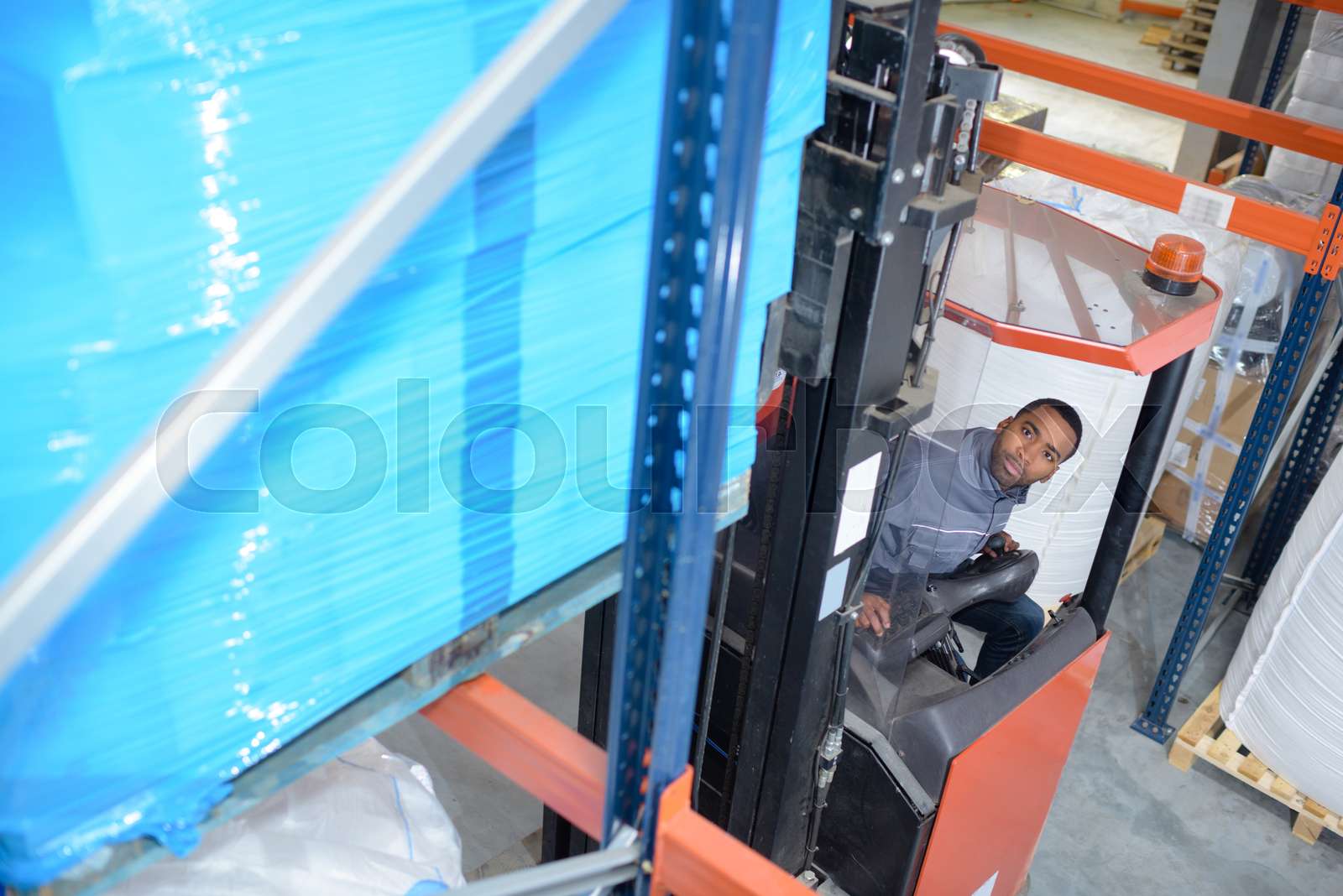 close up of a forklift Stock