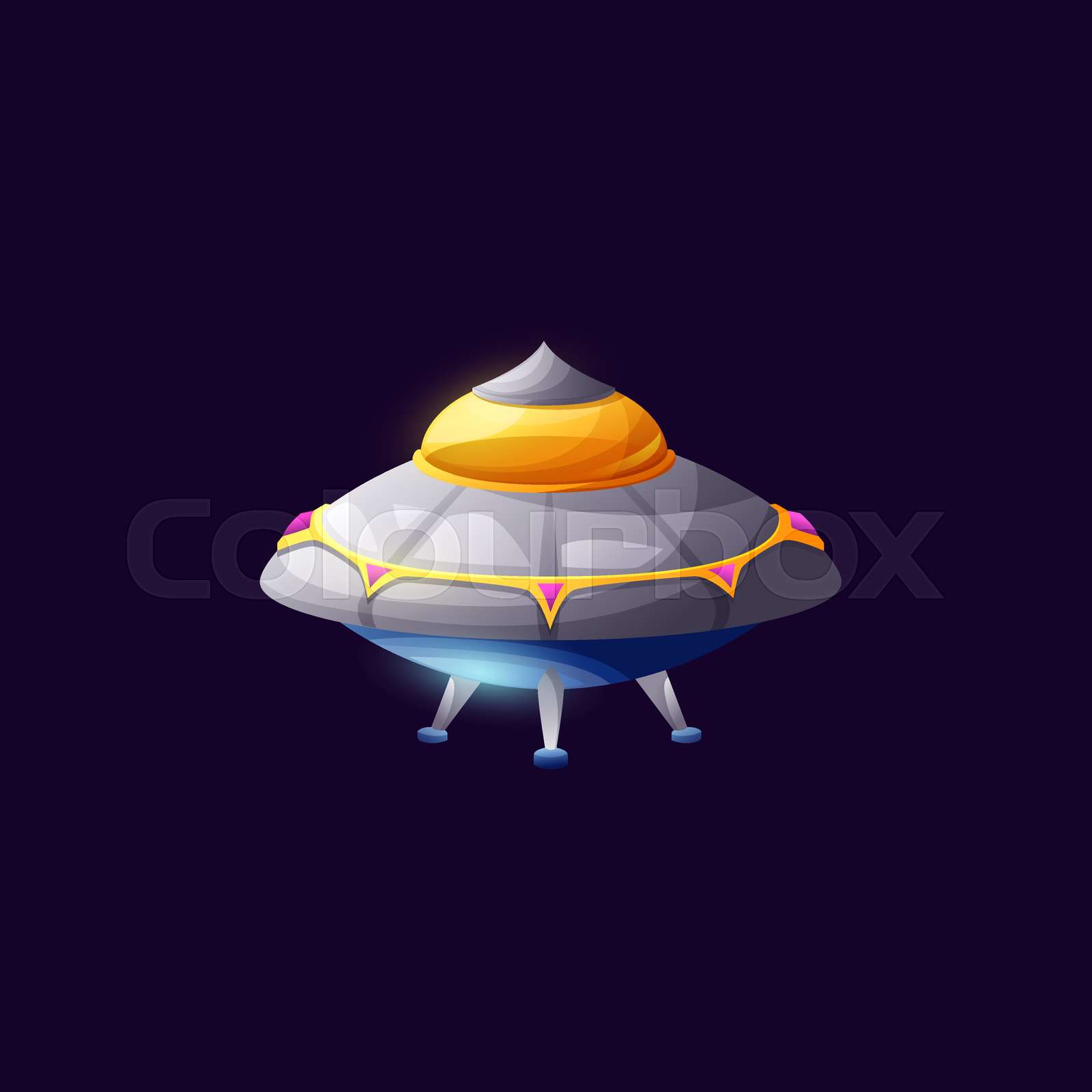 Cartoon Ufo Aliens Spaceships And Space Craft Icon Stock Vector