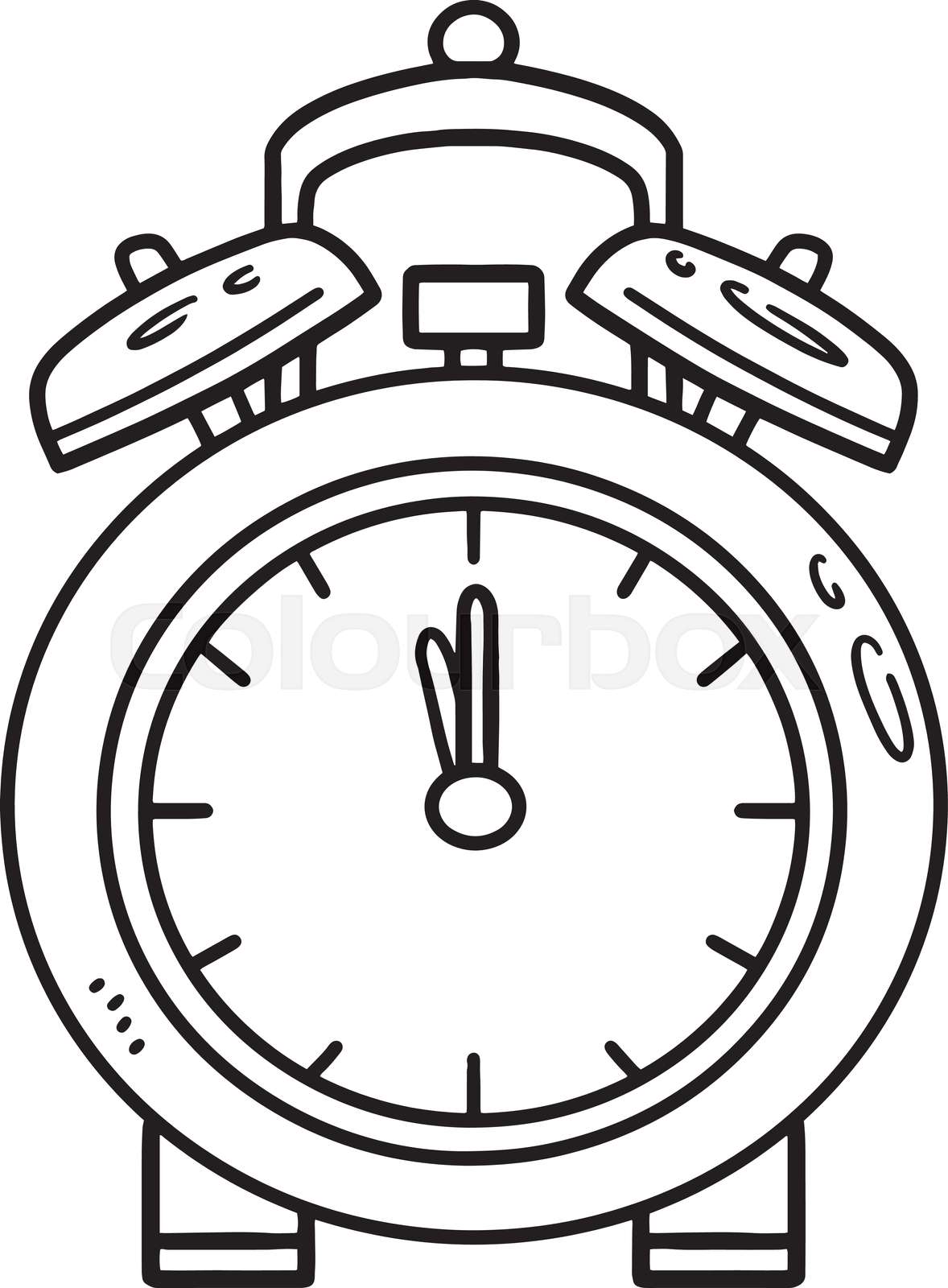 Alarm clock isolated coloring page stock vector colourbox
