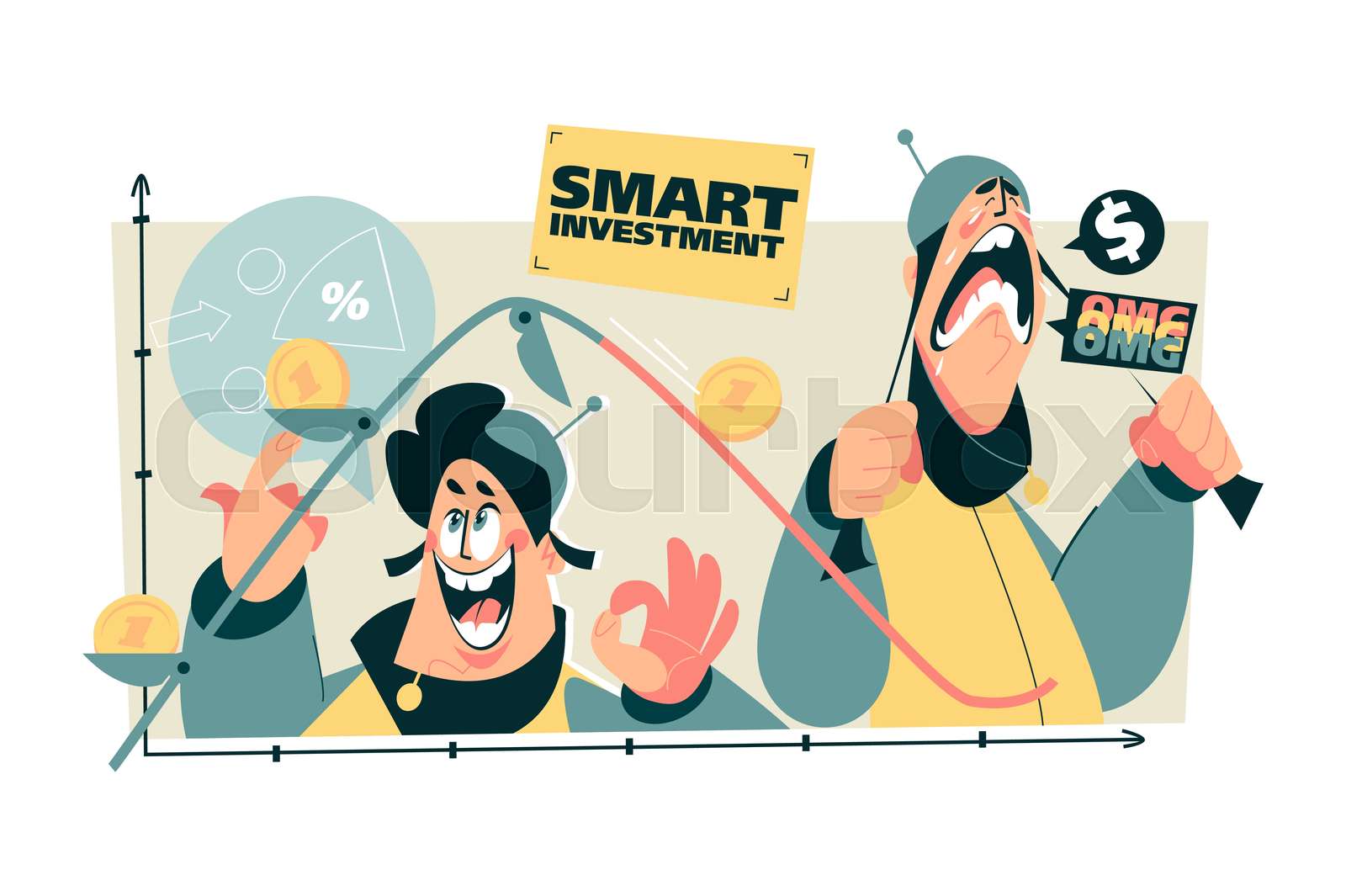 Stock Market And Graph Reaction To Investment Stock Vector Colourbox