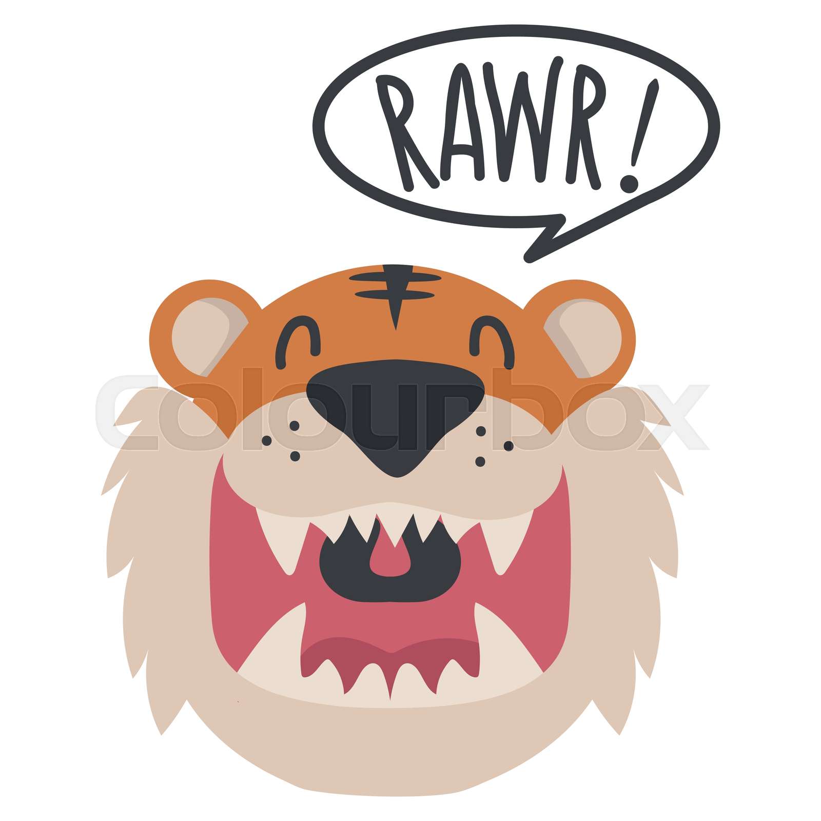 Cute tiger open mouth roaring vector | Stock vector | Colourbox