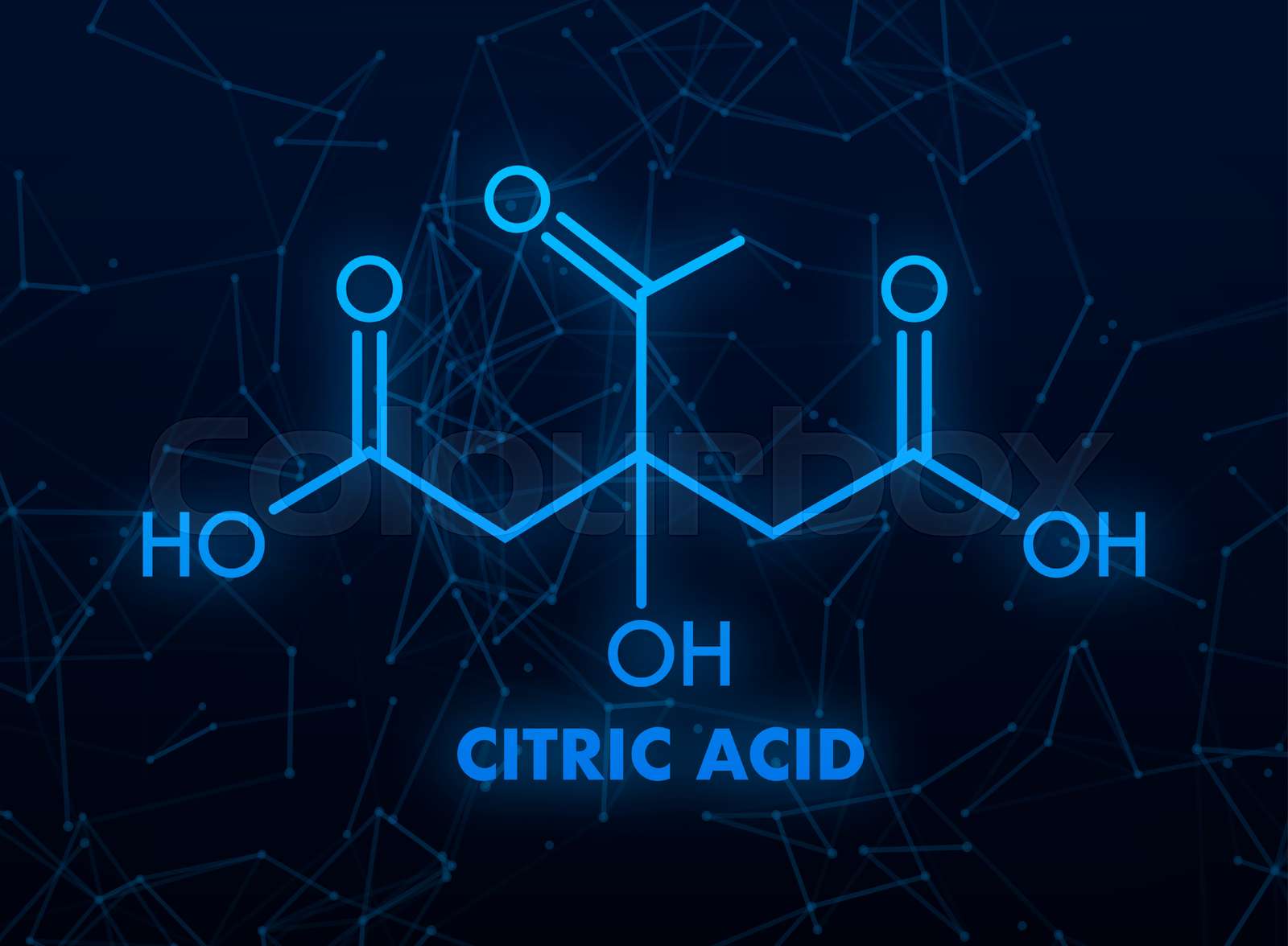 Citric acid concept chemical formula icon label, text font vector ...