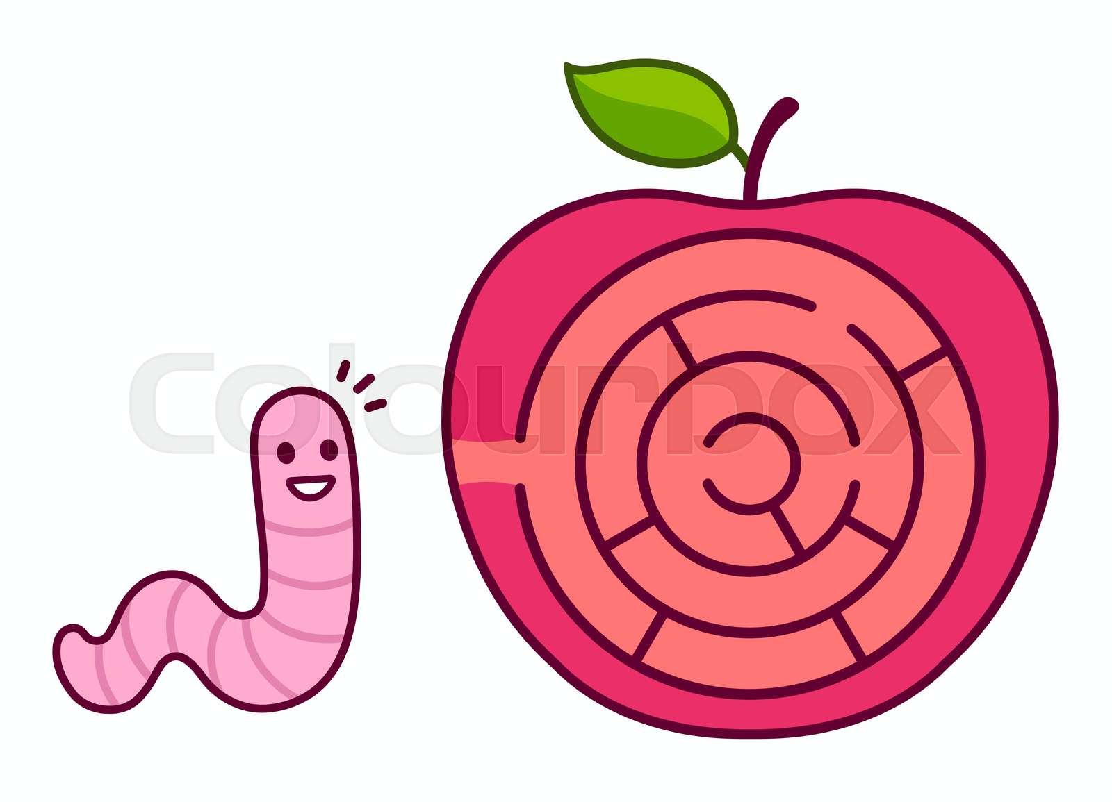 Worm And Apple Maze Puzzle Stock Vector Colourbox Worm and apple maze puzzle stock vector colourbox