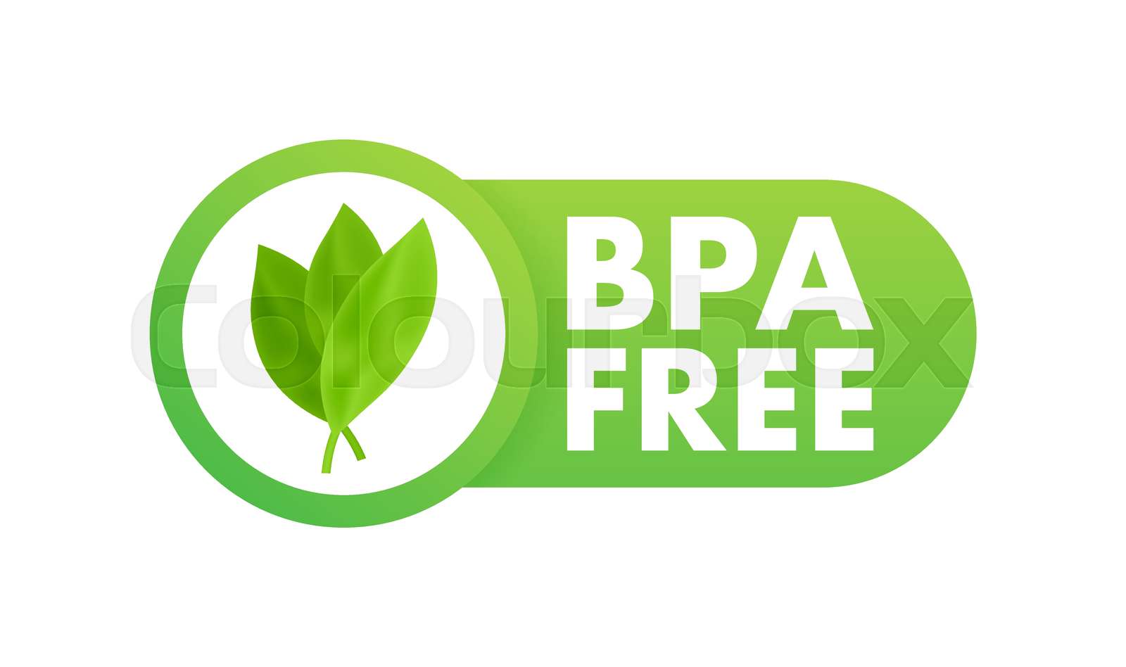 Green colored BPA free emblems, badge, logo, icon. Vector stock