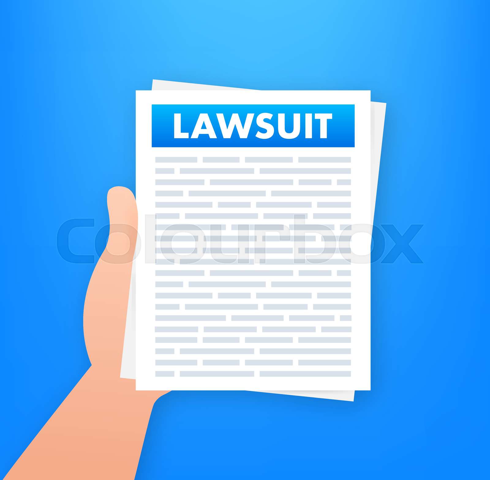 Lawsuit paper. Law document process. Vector stock illustration. Stock