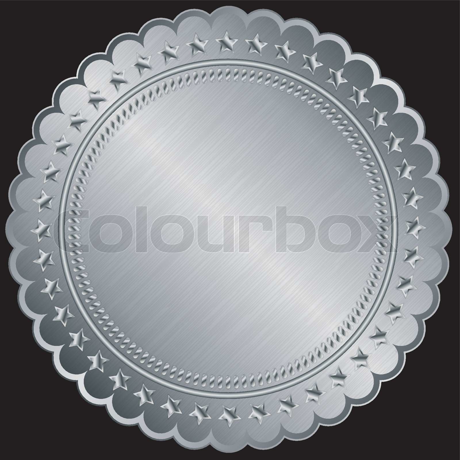 Silver blank label with silver ribbon, vector illustration | Stock ...