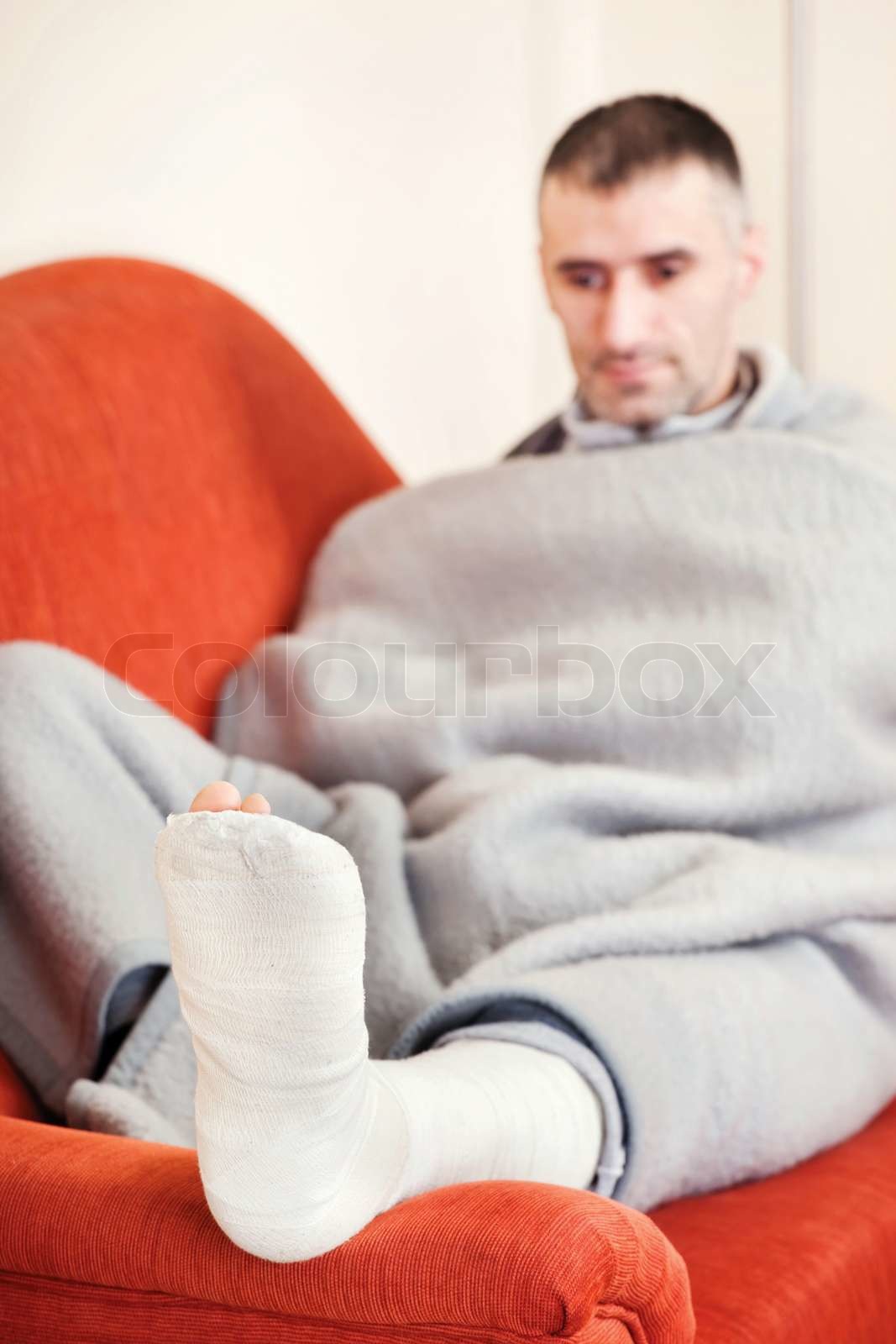 Man With Broken Leg Stock Image Colourbox
