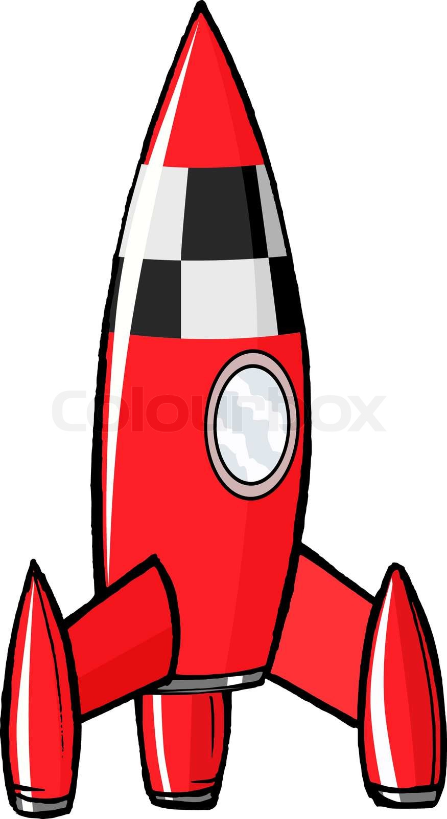 håndtegnede , tegneserie, vektor illustration af legetøj raket | Stock ...