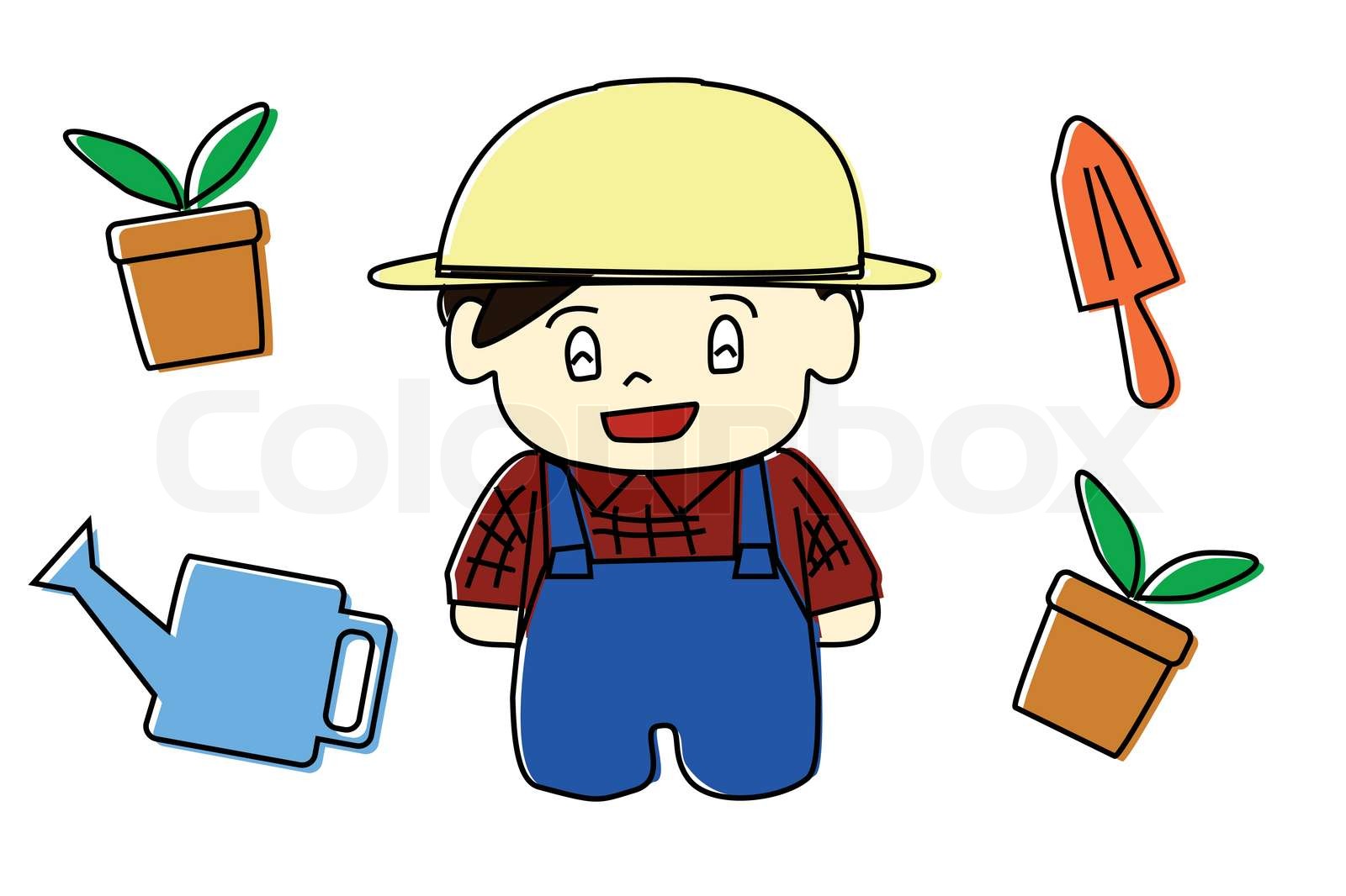happy cartoon gardener | Stock vector | Colourbox