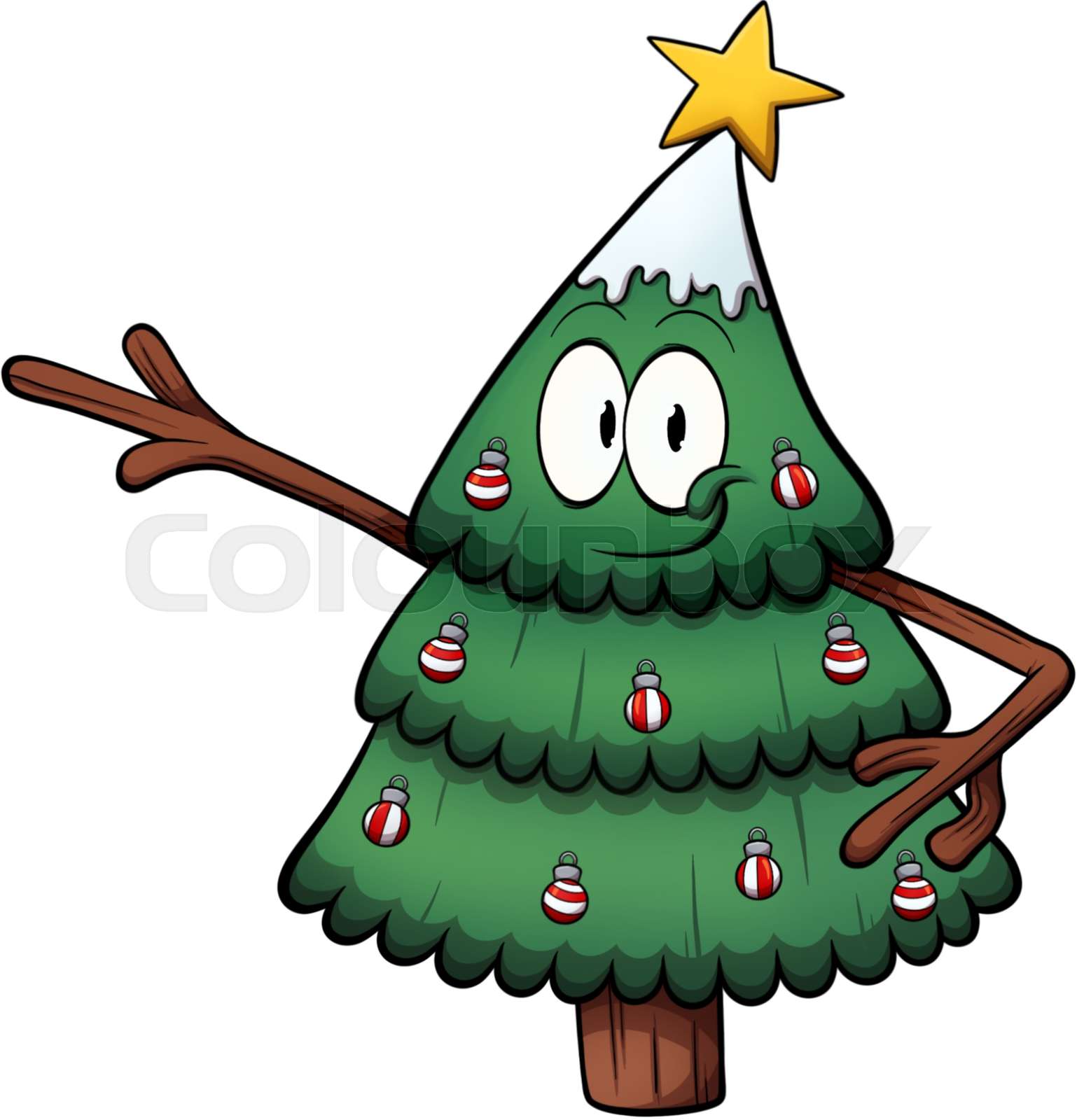 Cute Christmas Tree Character Vector Clip Art Illustration With Simple 