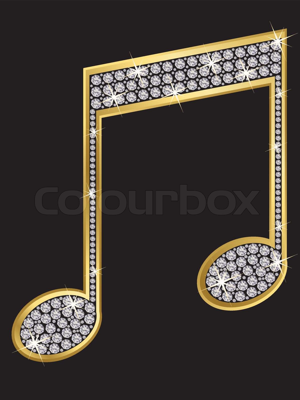 Music note golden with diamonds, vector illustration Stock vector Colourbox
