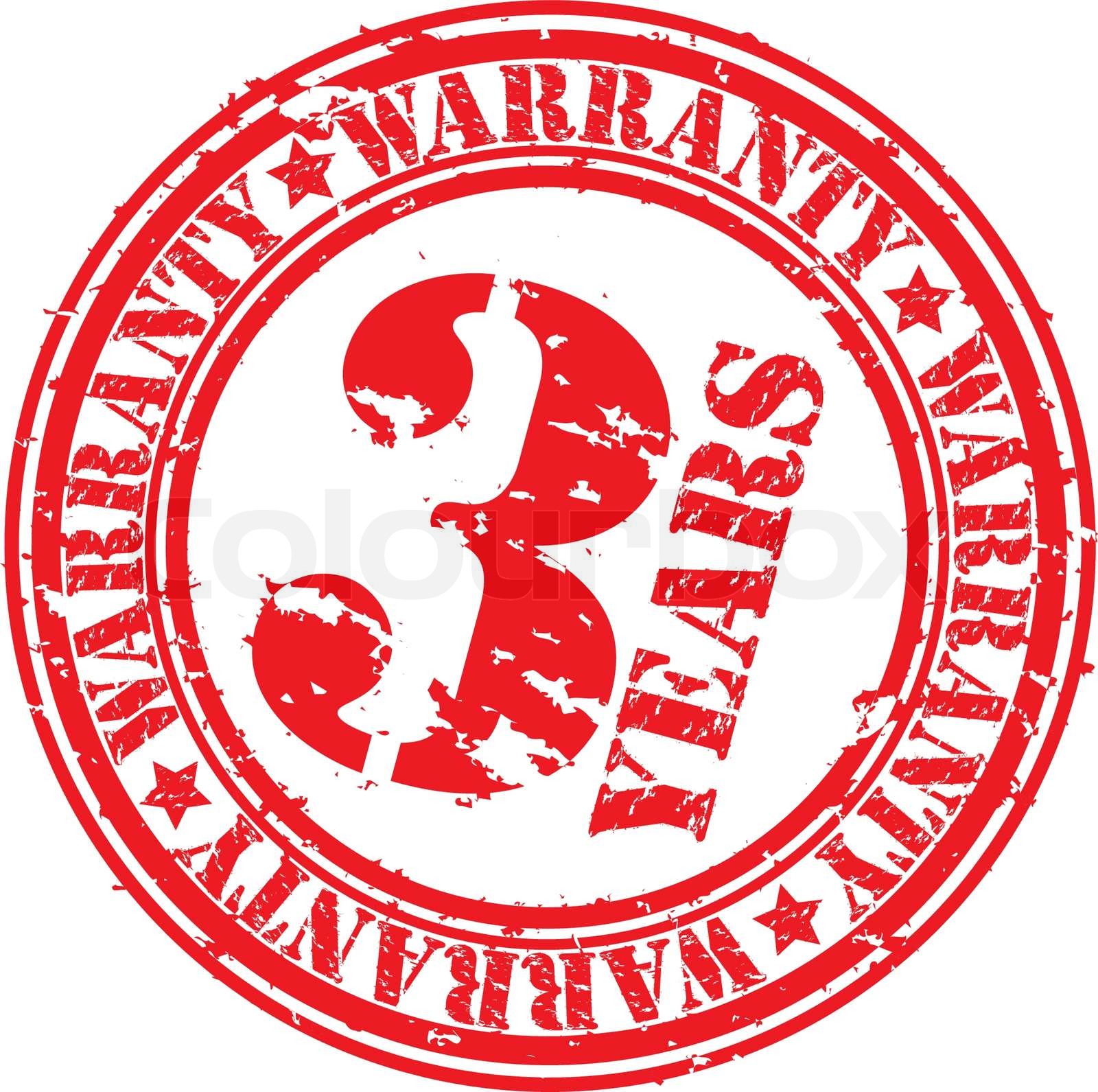 Grunge 3 years warranty rubber stamp, vector illustration | Stock