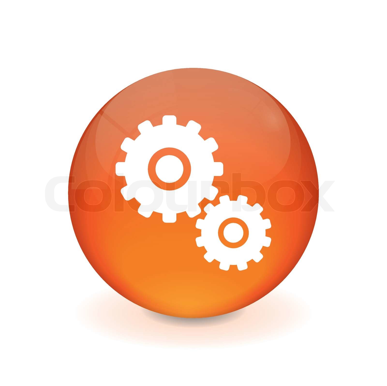 Round orange button gear icon Stock vector Colourbox