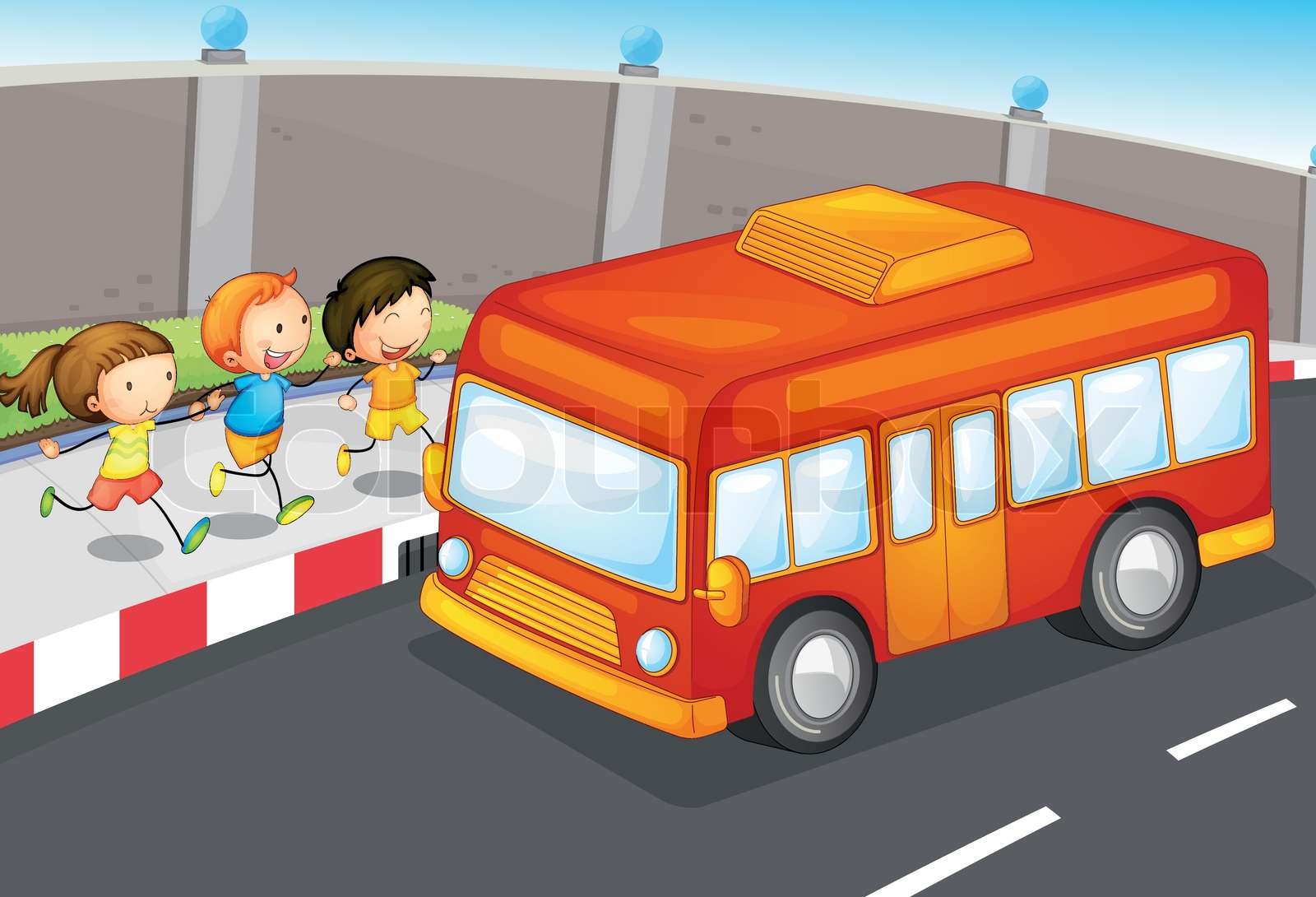 Kids and bus | Stock vector | Colourbox