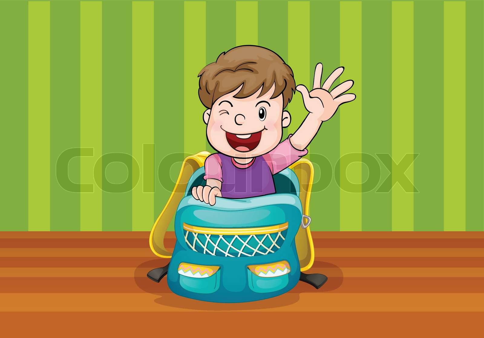a boy in the bag Stock vector Colourbox