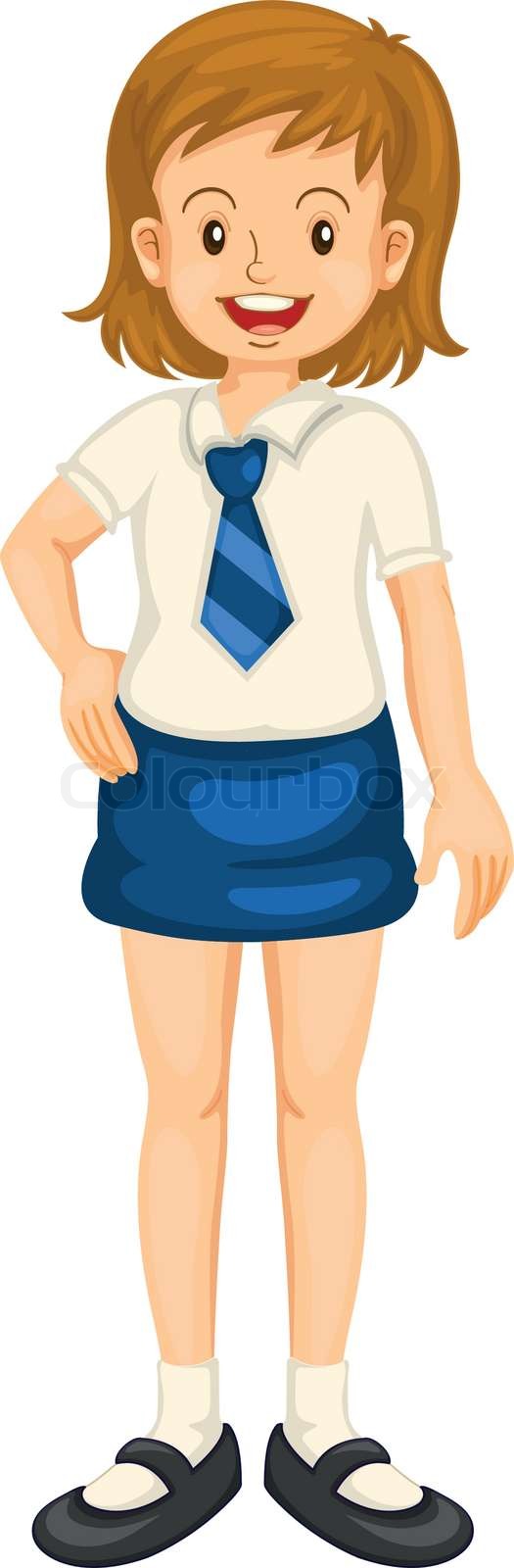 illustration of a girl in school uniform on a white Stock vector Colourbox
