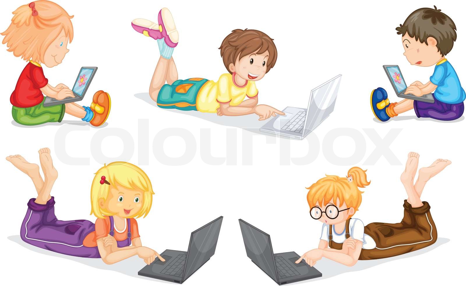 kinder, kids, computer | Stock-Vektor | Colourbox