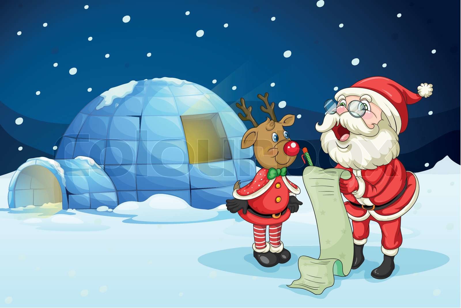 Weihnachtsmann und Rentier | Stock-Vektor | Colourbox