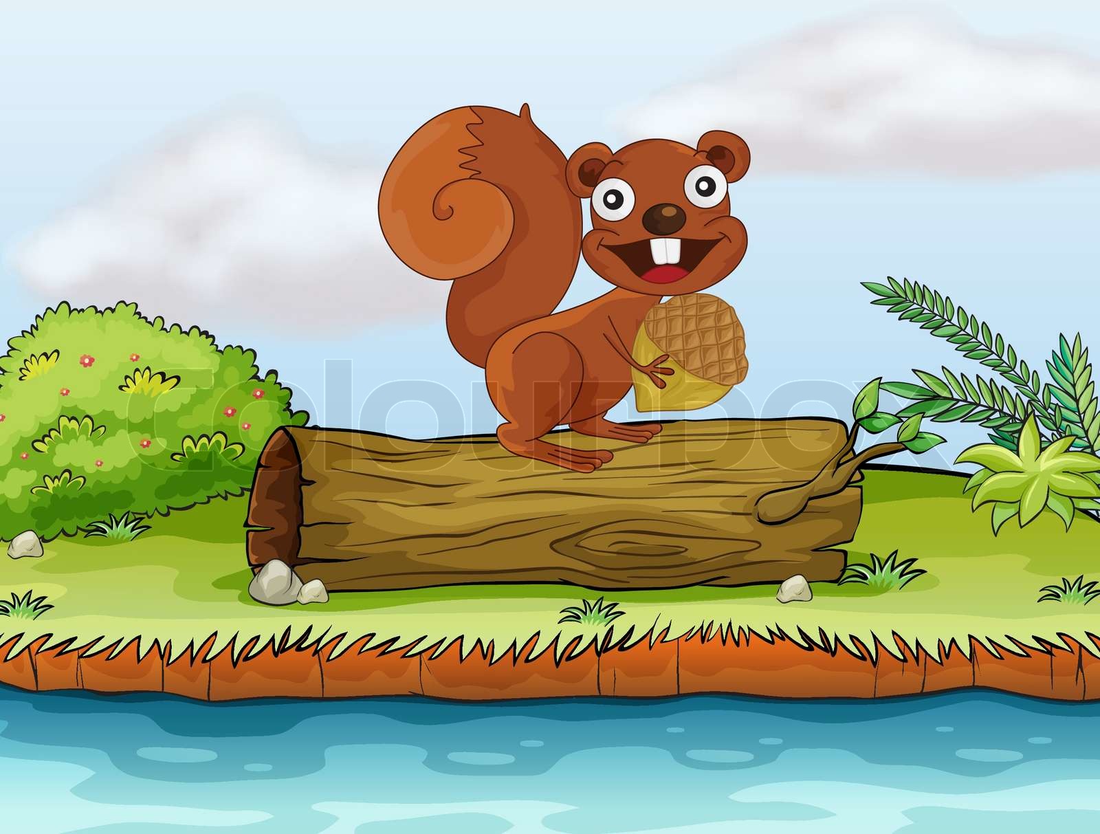 Squirrel loves to eat nuts | Stock vector | Colourbox