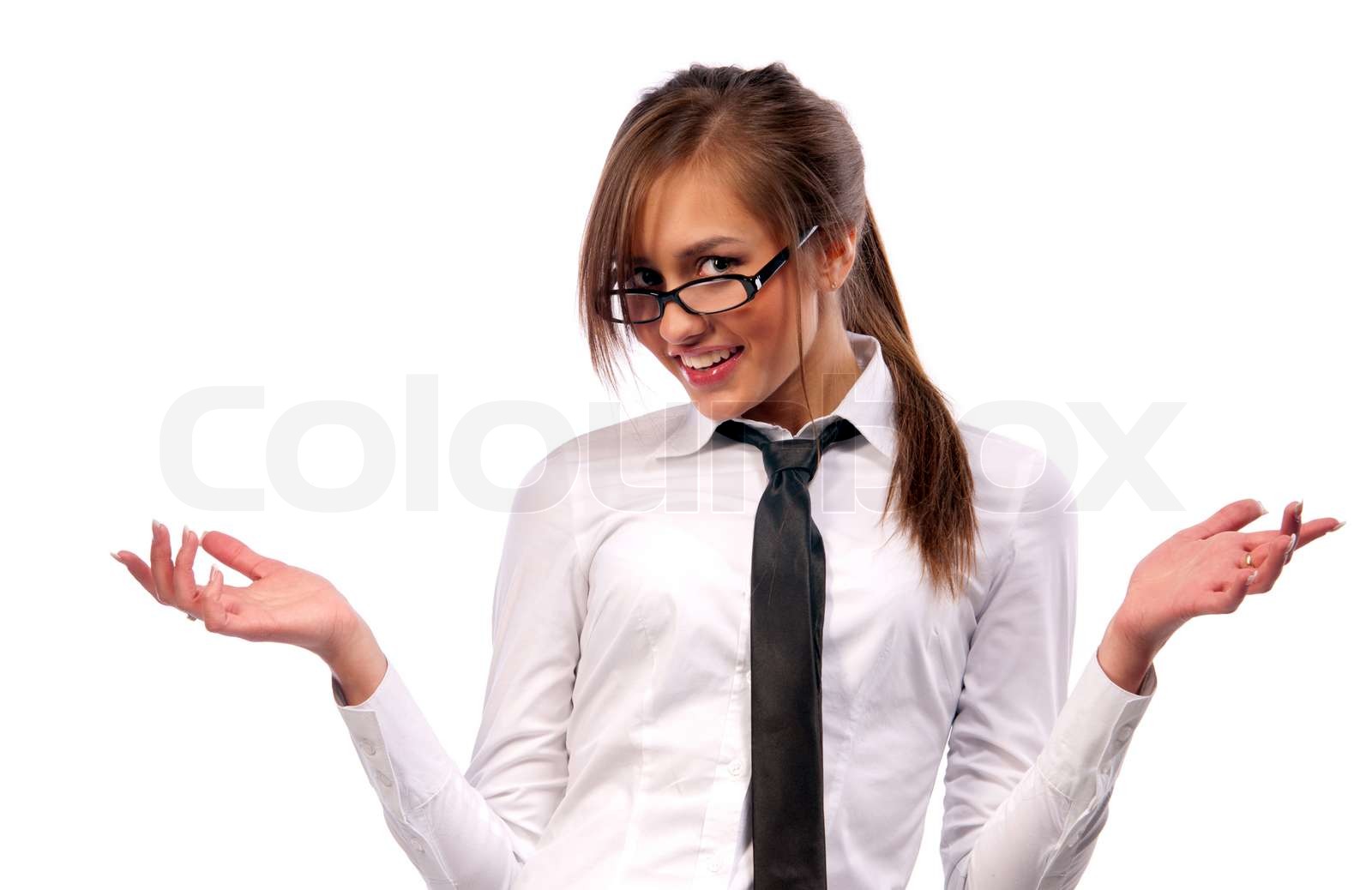 beautiful girl Sekretärin mit Brille | Stock Bild | Colourbox