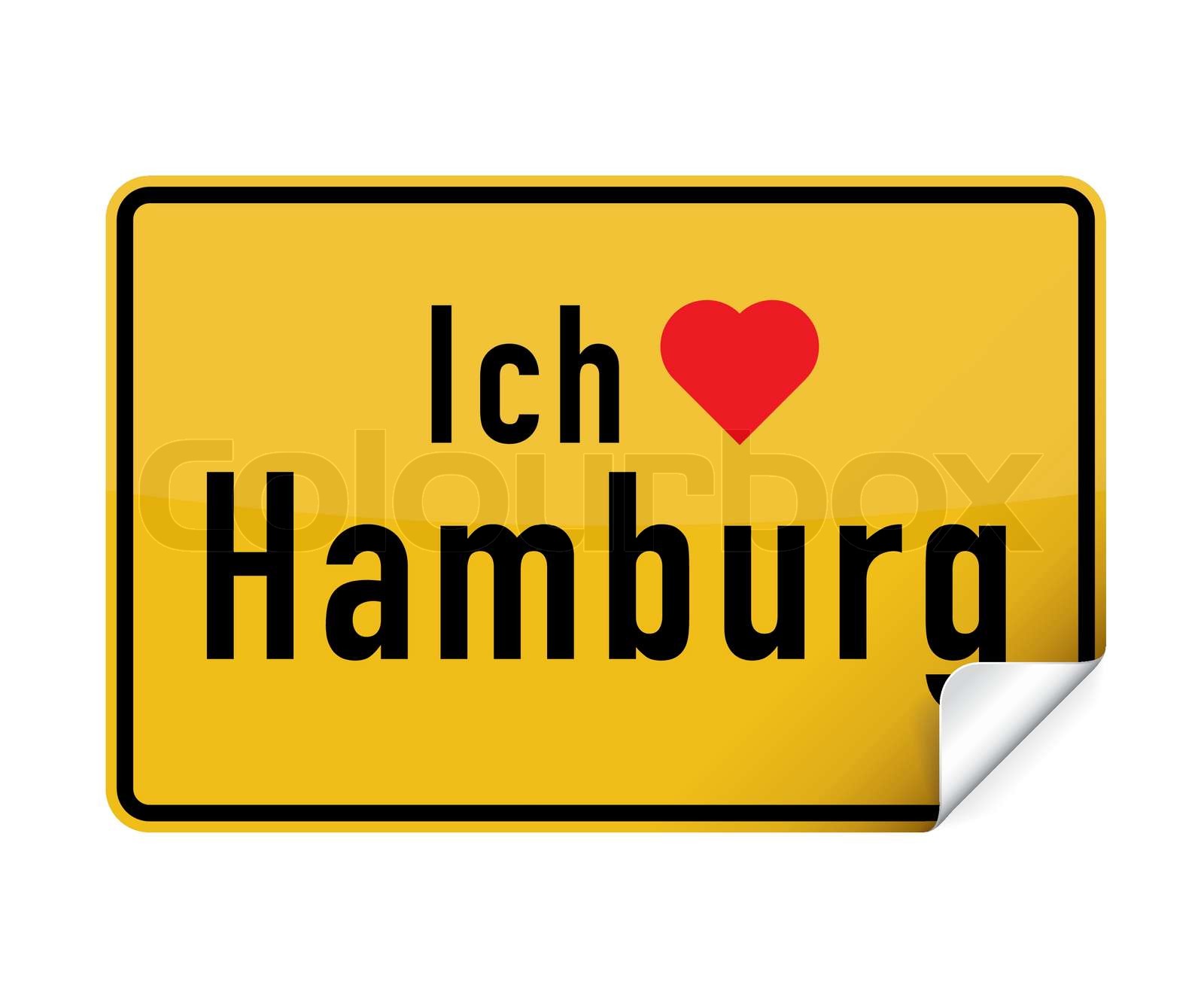 Aufkleber ortsschild ich liebe Hamburg StockVektor Colourbox