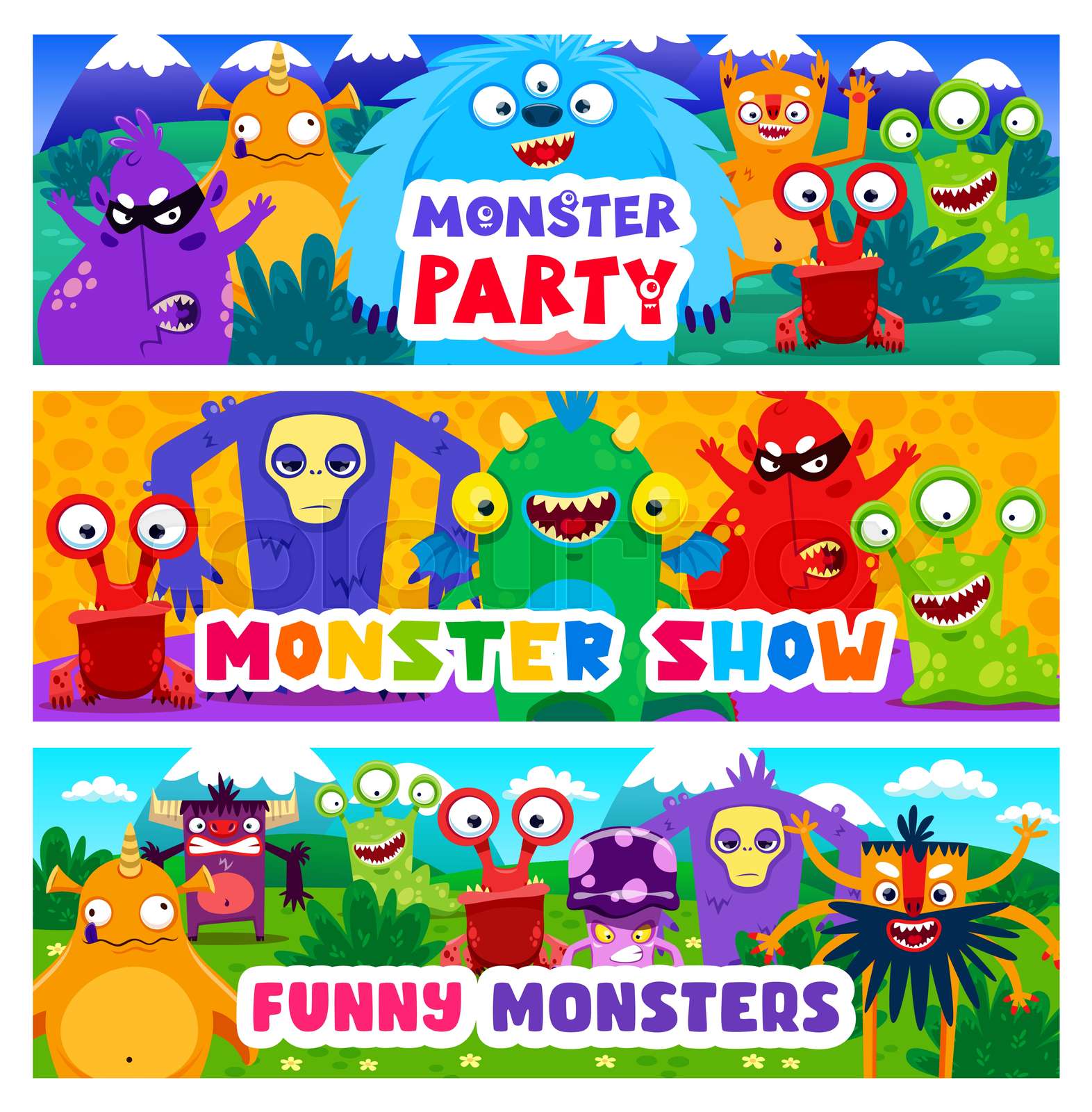 Cartoon Monster Characters Vector Show Invitation Stock Vector Cartoon Monster Characters Vector Show Invitation Stock Vector