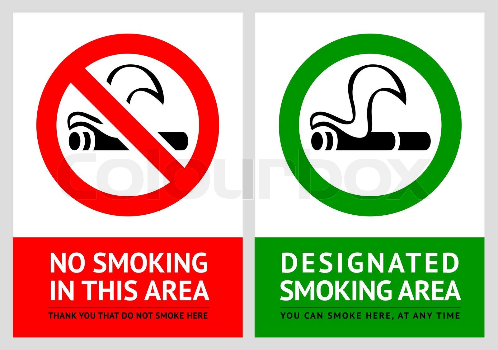 No smoking and Smoking area labels Set 5 Stock vector Colourbox