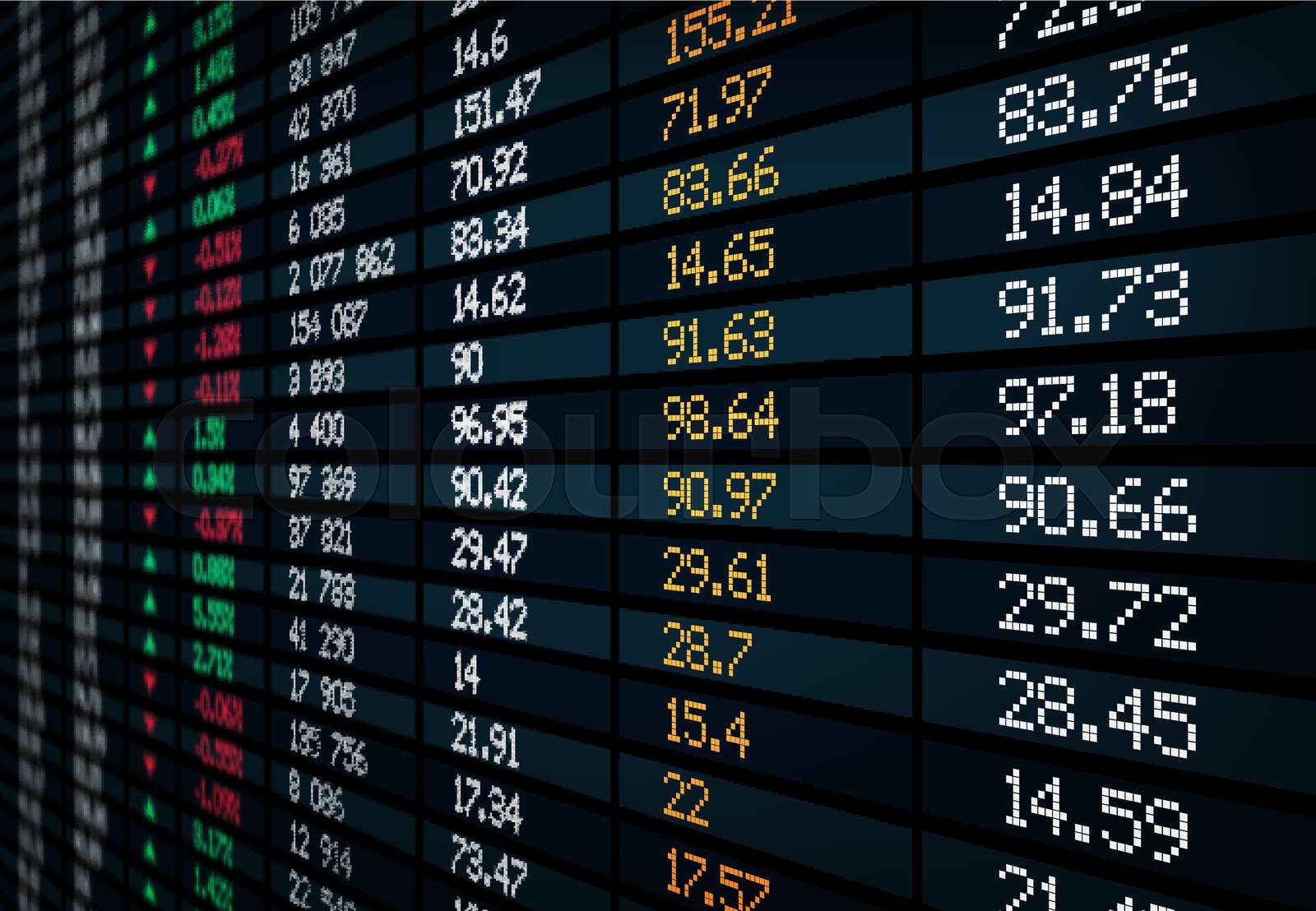 Stock exchange board display, market indexes chart | Stock vector