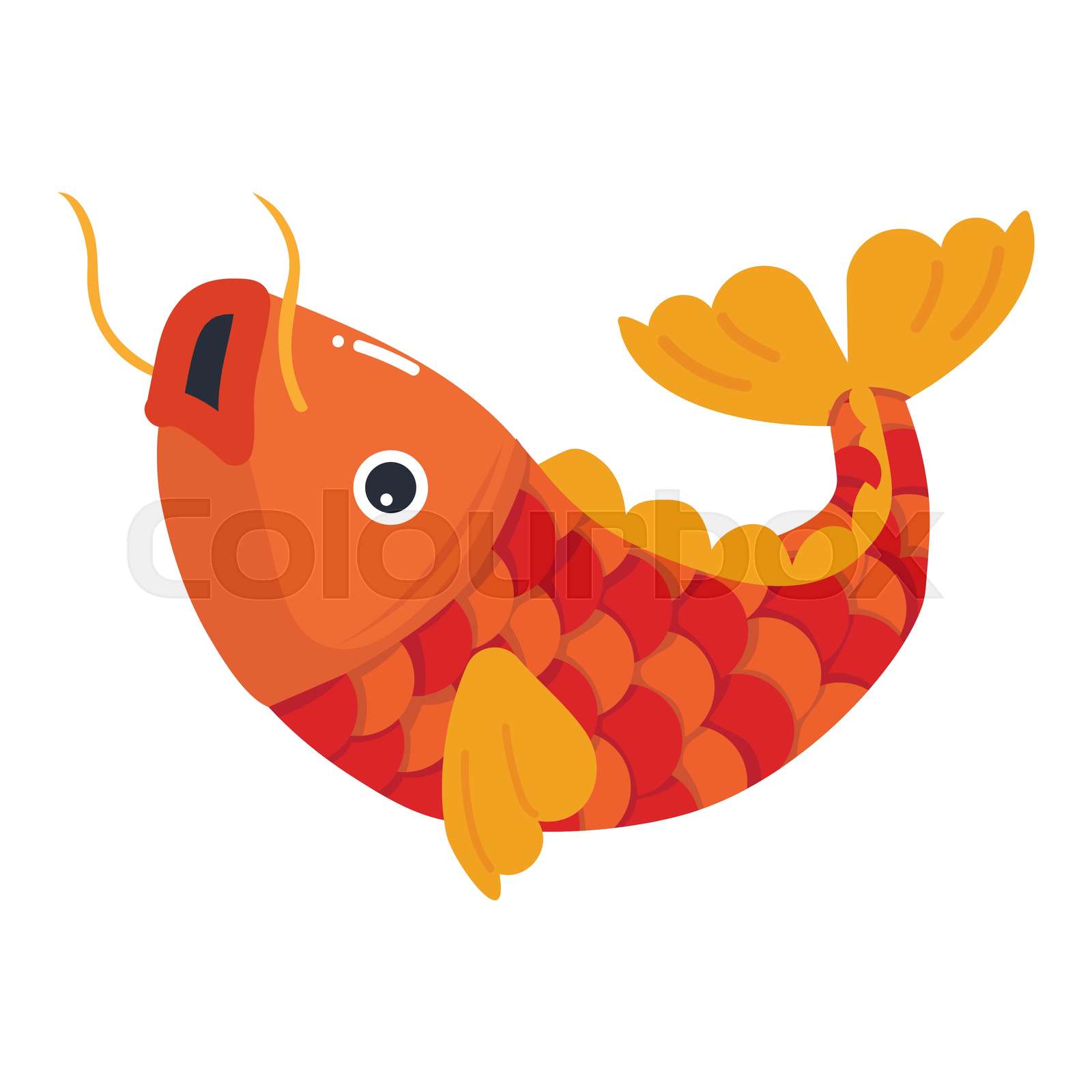 Cute Japanese Koi Fish doodle | Stock vector | Colourbox