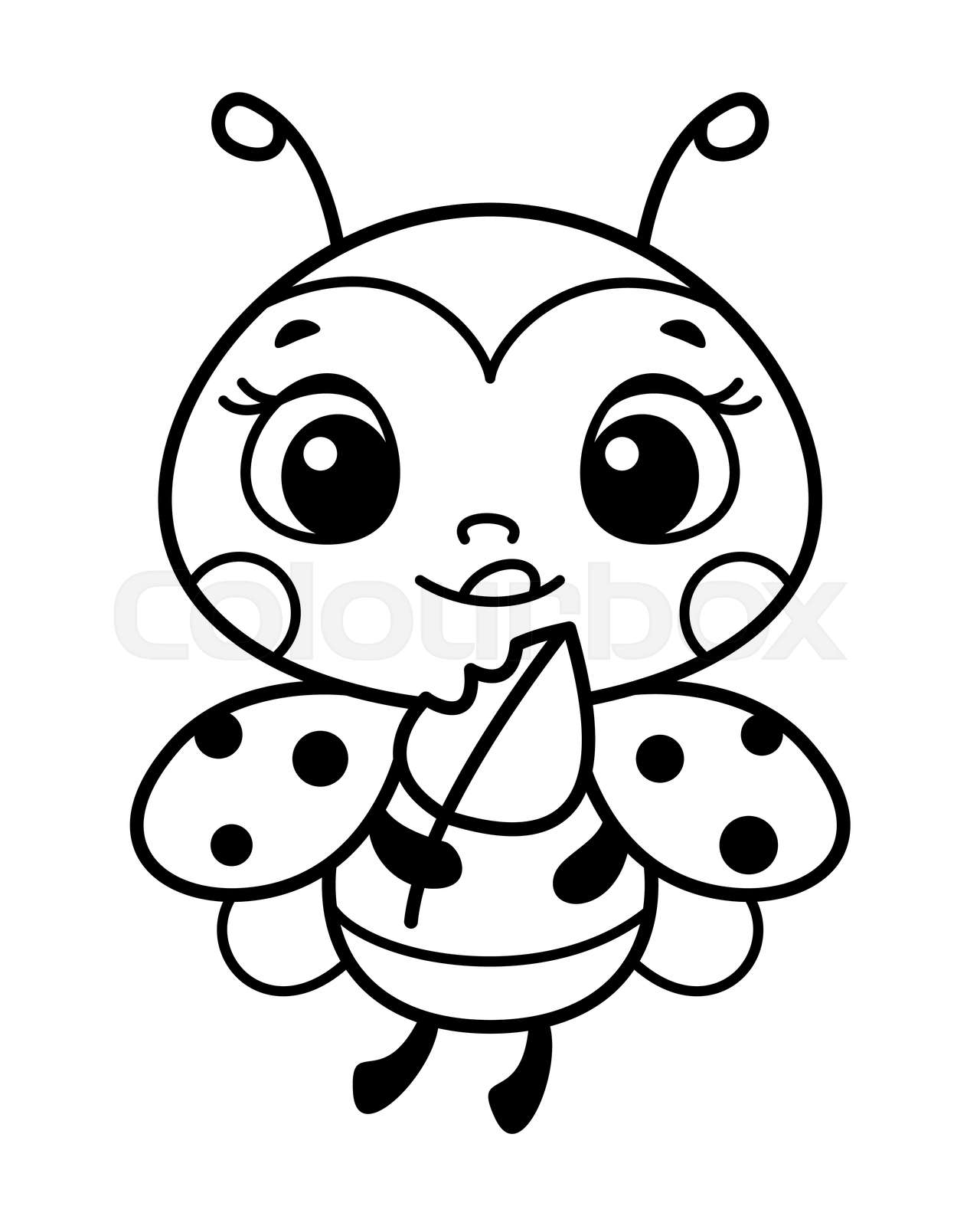 Cute Ladybug Coloring Page Cartoon Vector Illustration | Stock vector ...