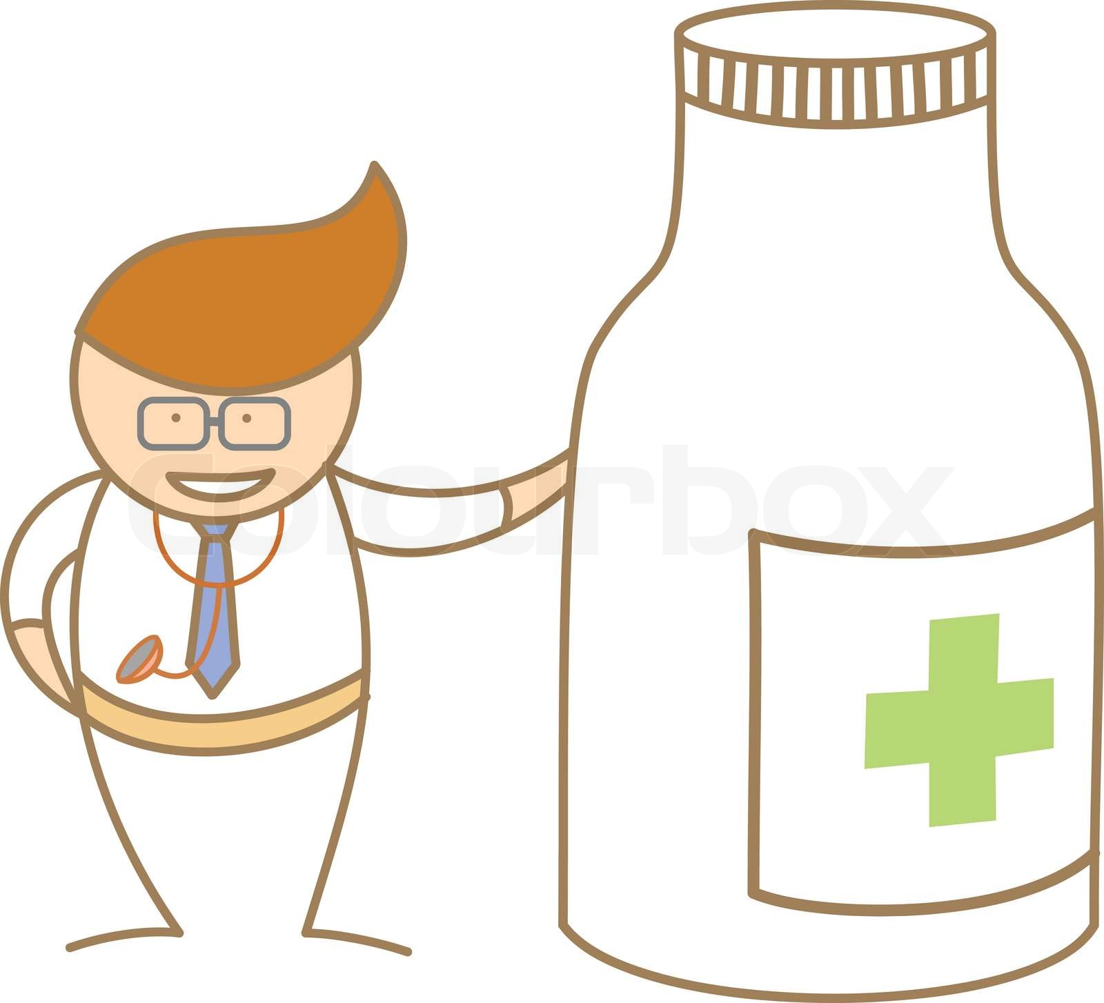 cartoon character of doctor talk about medicine | Stock vector | Colourbox