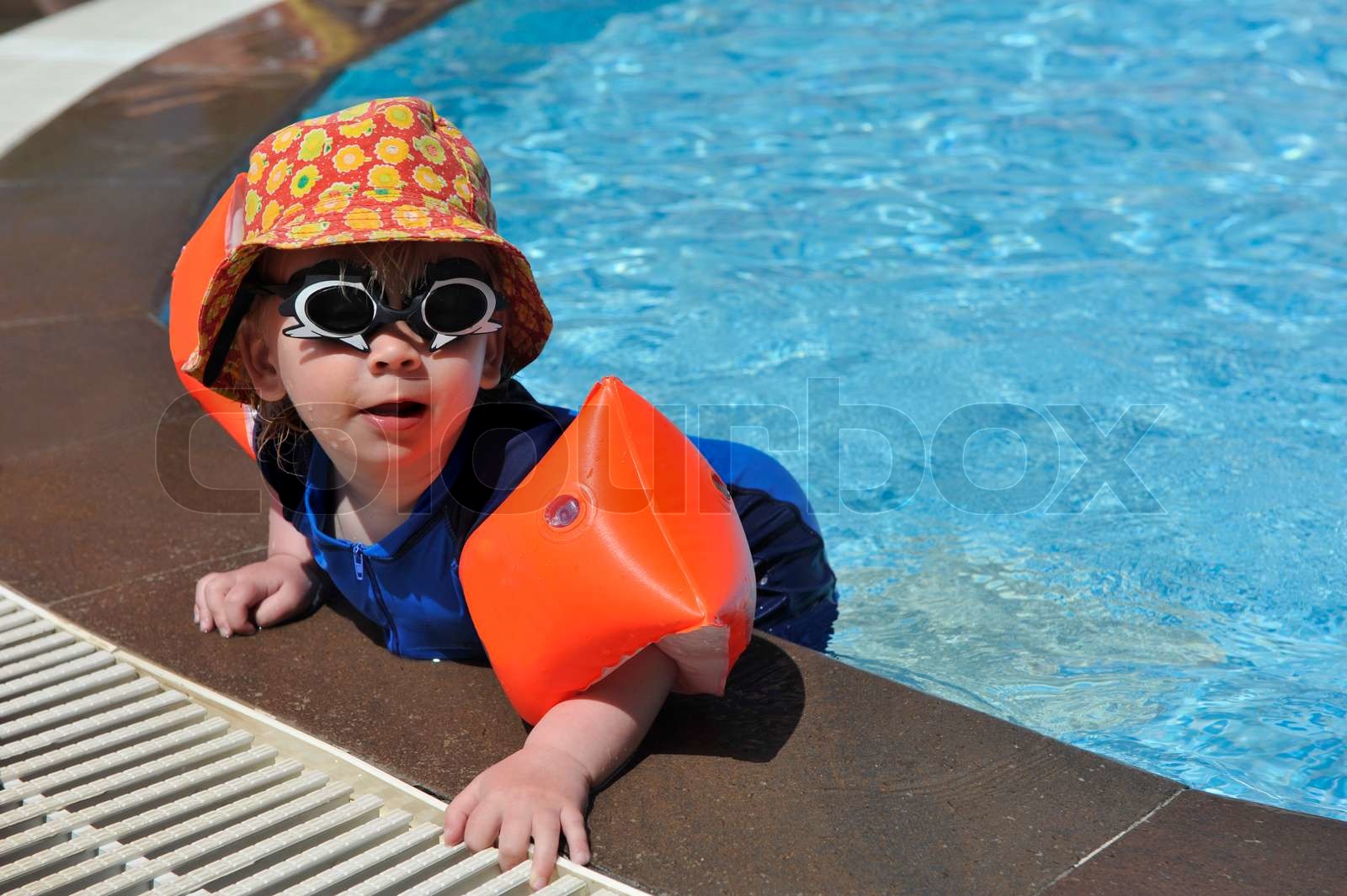 Young Boy At Poolside Stock Image Colourbox