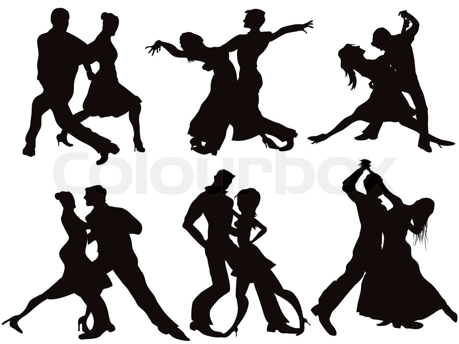 Silhouettes of the ballroom dancers | Stock vector | Colourbox