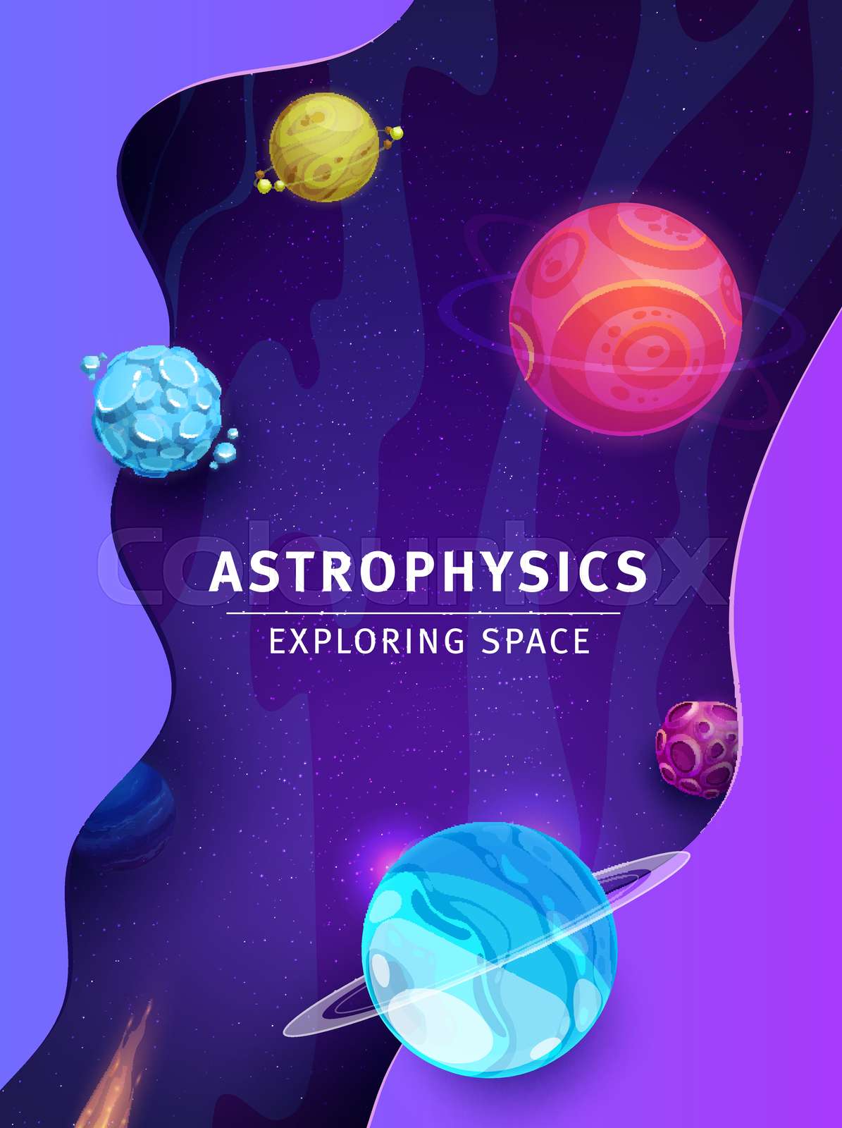astrofysik, plakat, tegneserie | Stock vektor | Colourbox