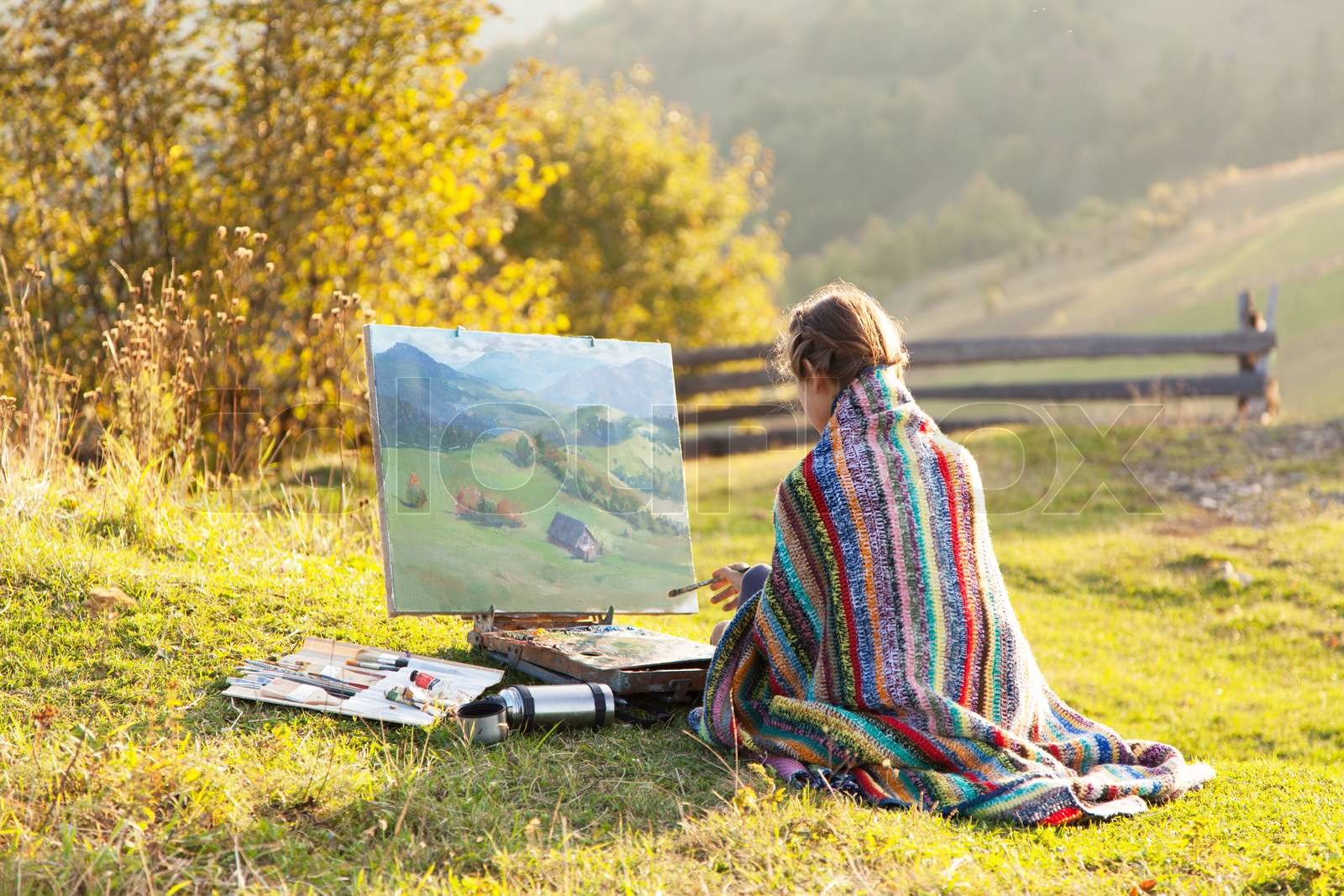 Painter In The Mountains Stock Image Colourbox