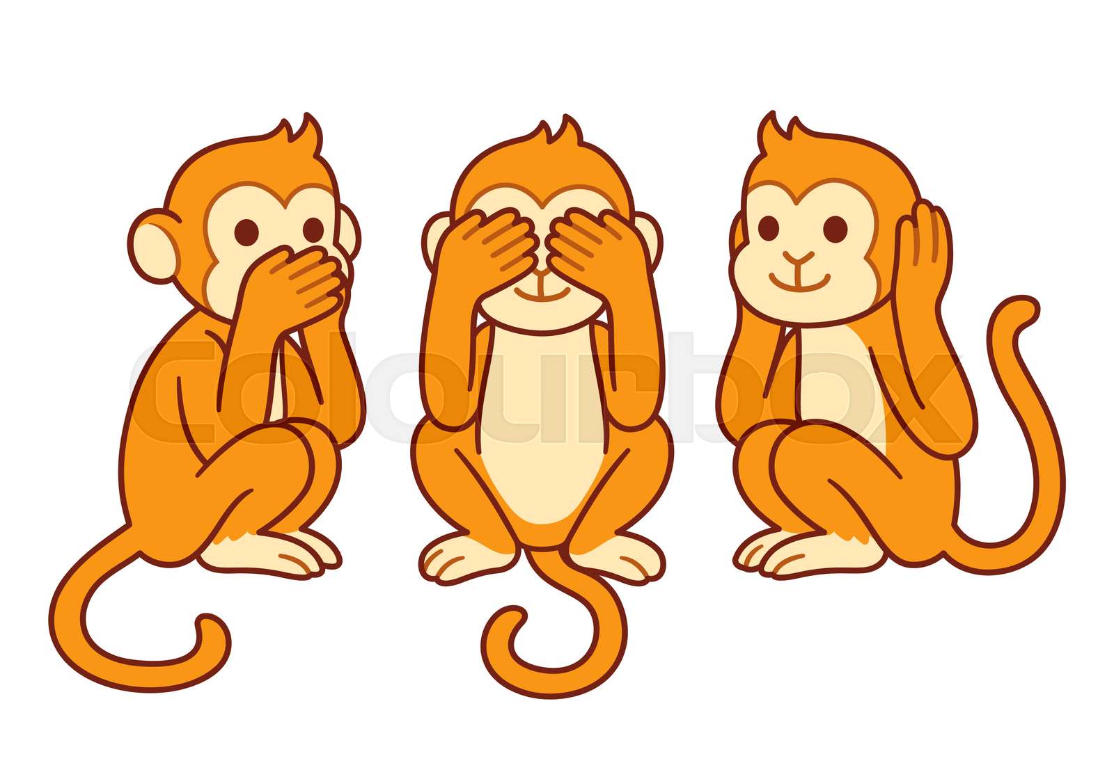 Three wise monkeys cartoon drawing | Stock vector | Colourbox