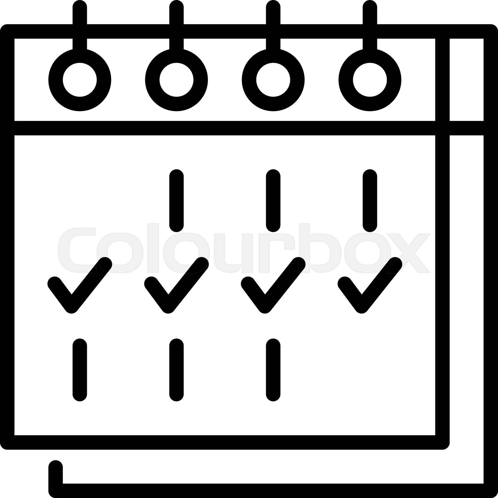 Calendar with check marks thin line icon weekly planning modern