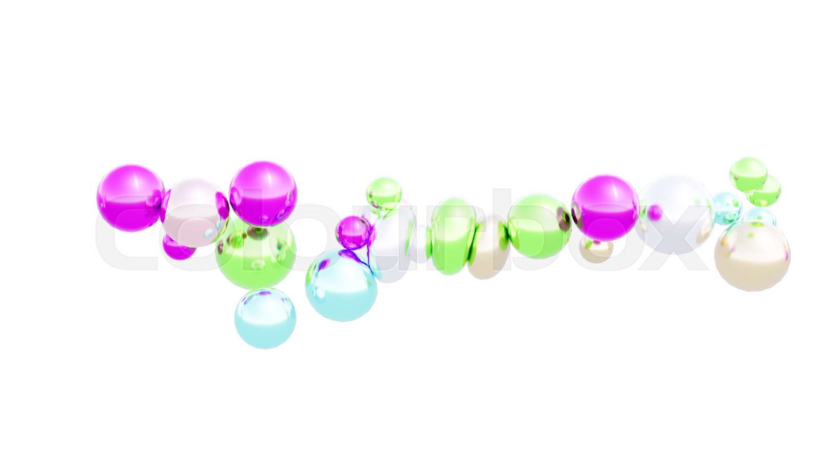 Metal soft spheres balls collide and stick together on a transparent