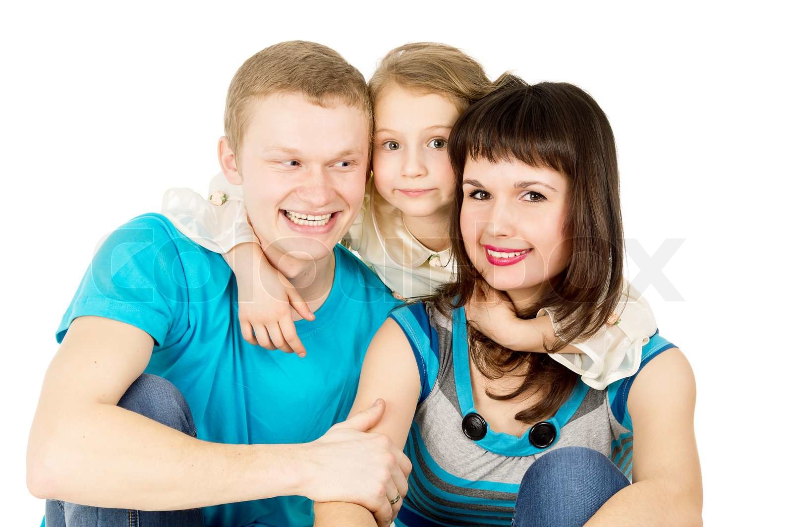 glückliche Vater und Mutter und Tochter Stock Bild Colourbox