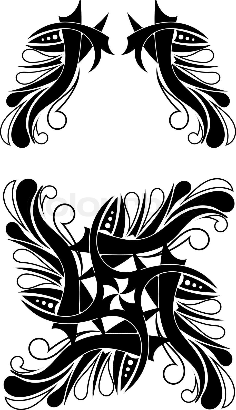 Elegantes SchwarzWeiß Tribal Tattoo Design StockVektor Colourbox