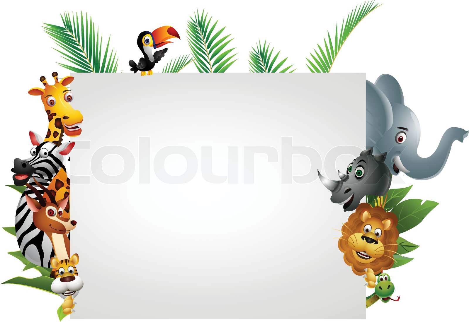 wild african animal with blank sign | Stock vector | Colourbox