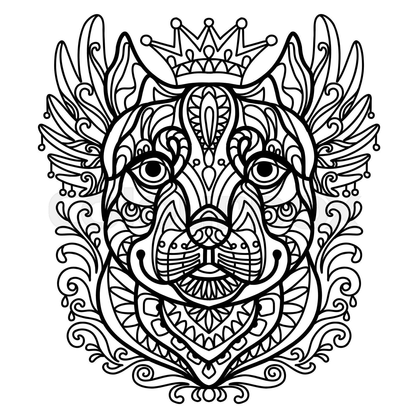 Coloring book page pitbull dog vector illustration | Stock vector