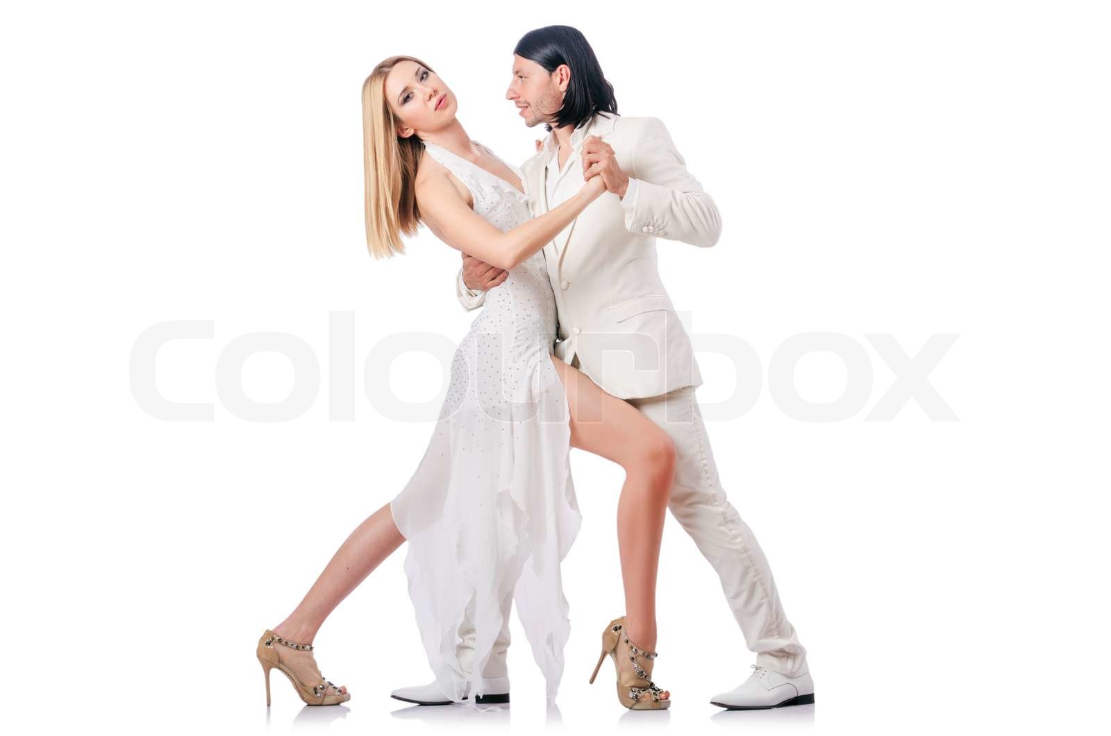 Paar tanzen Tänze auf weiß isoliert | Stock Bild | Colourbox